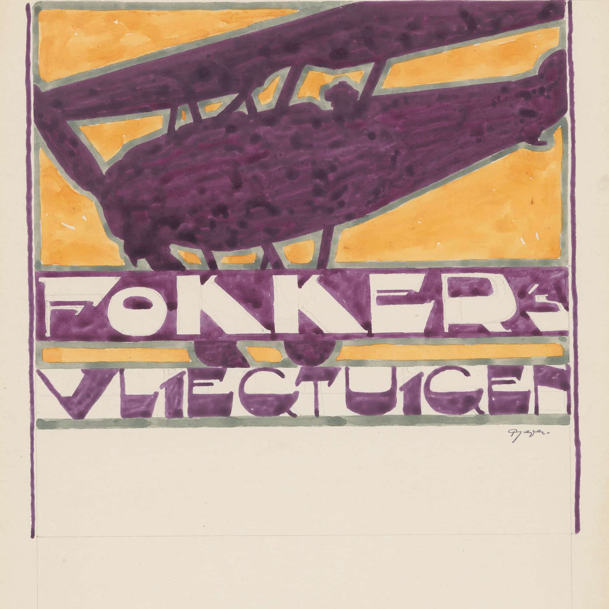 Ontwerp Voor Reclame Voor `Fokkers Vliegtuigen by Reijer Stolk - Image 4