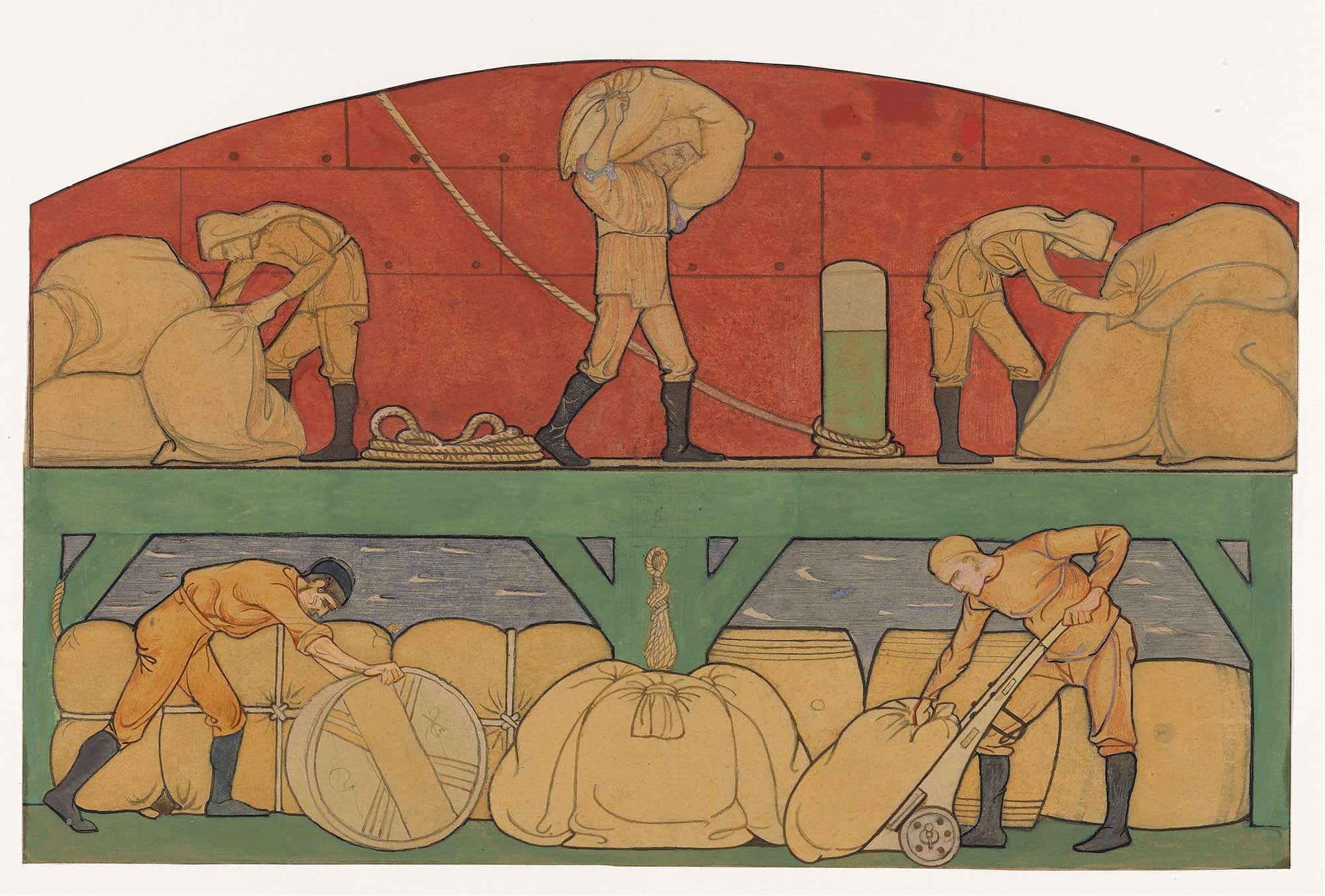 Ontwerp Voor Schildering In De Beurs Van Berlage De Handel by Richard Nicolaus Roland Holst