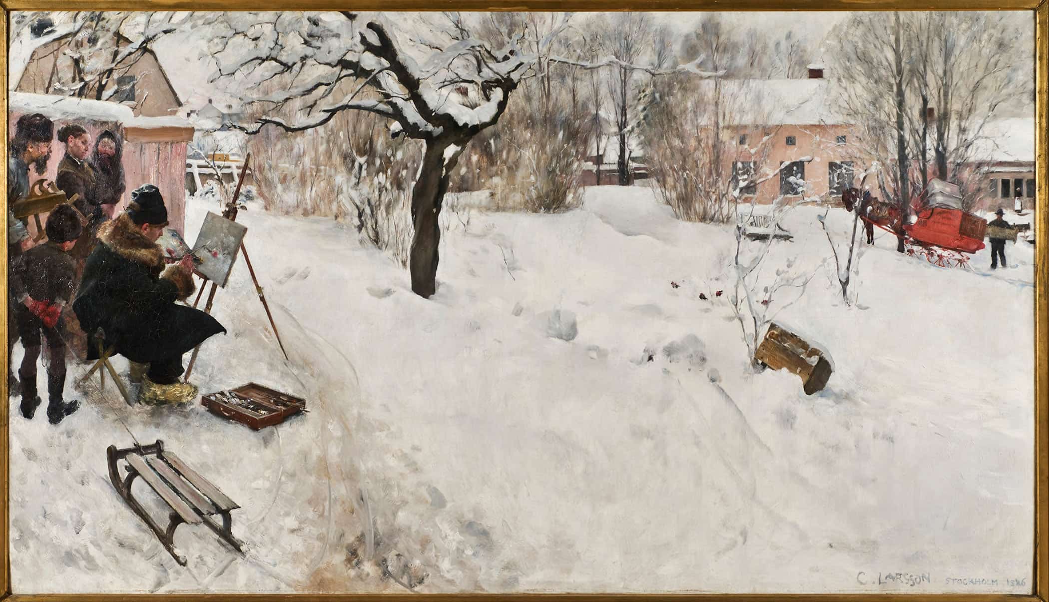 Open Air Painter Winter Motif From Asogatan Stockholm by Carl Larsson - Image 2