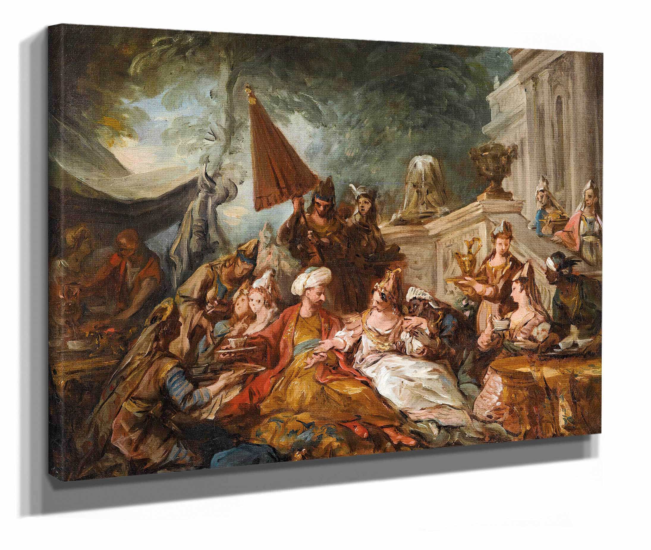 Oriental Scene Or Esthers Banquet by Jean Francois De Troy - Image 2