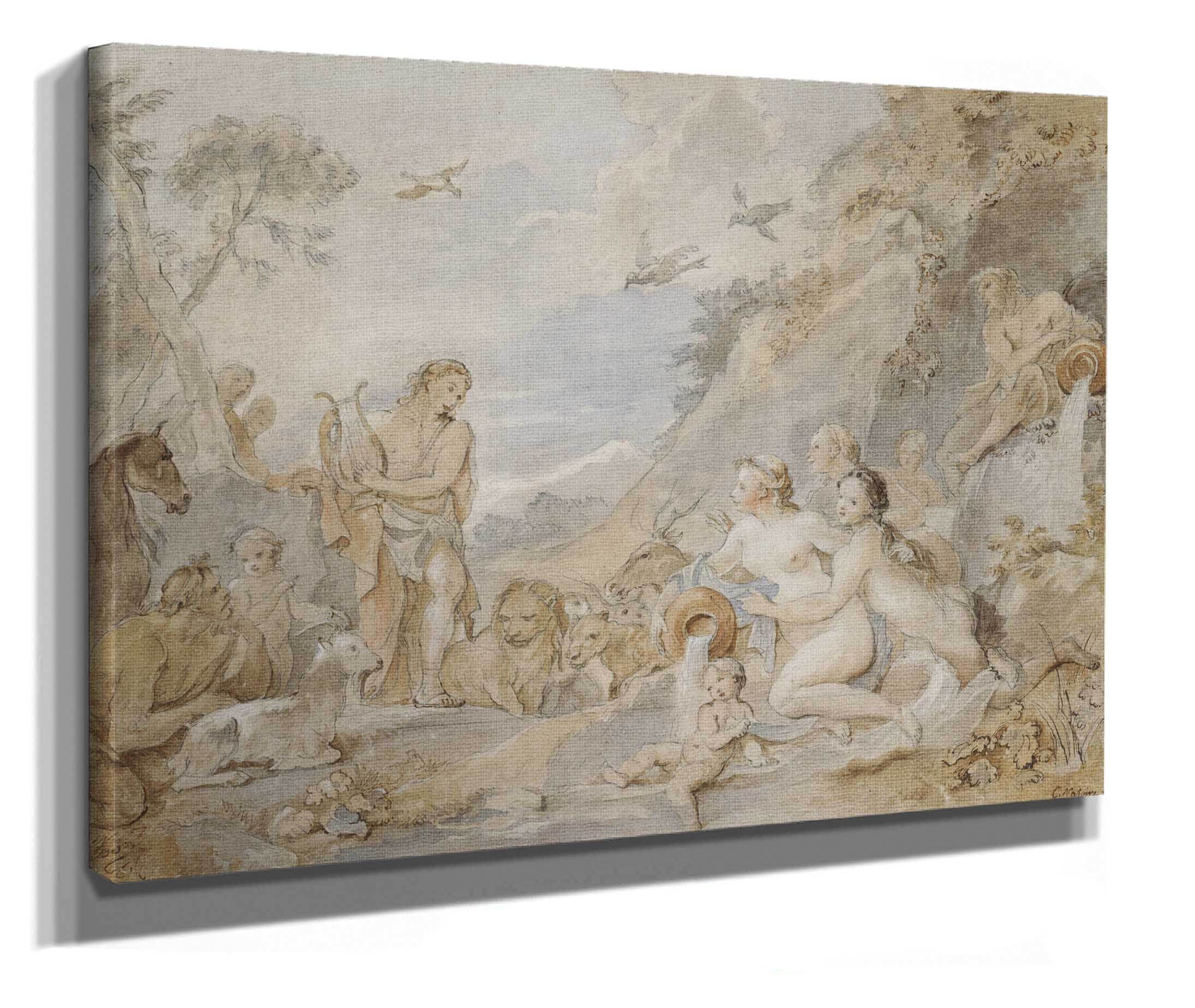Orpheus Charming The Nymphs Dryads And Animals by Charles Joseph Natoire - Image 2