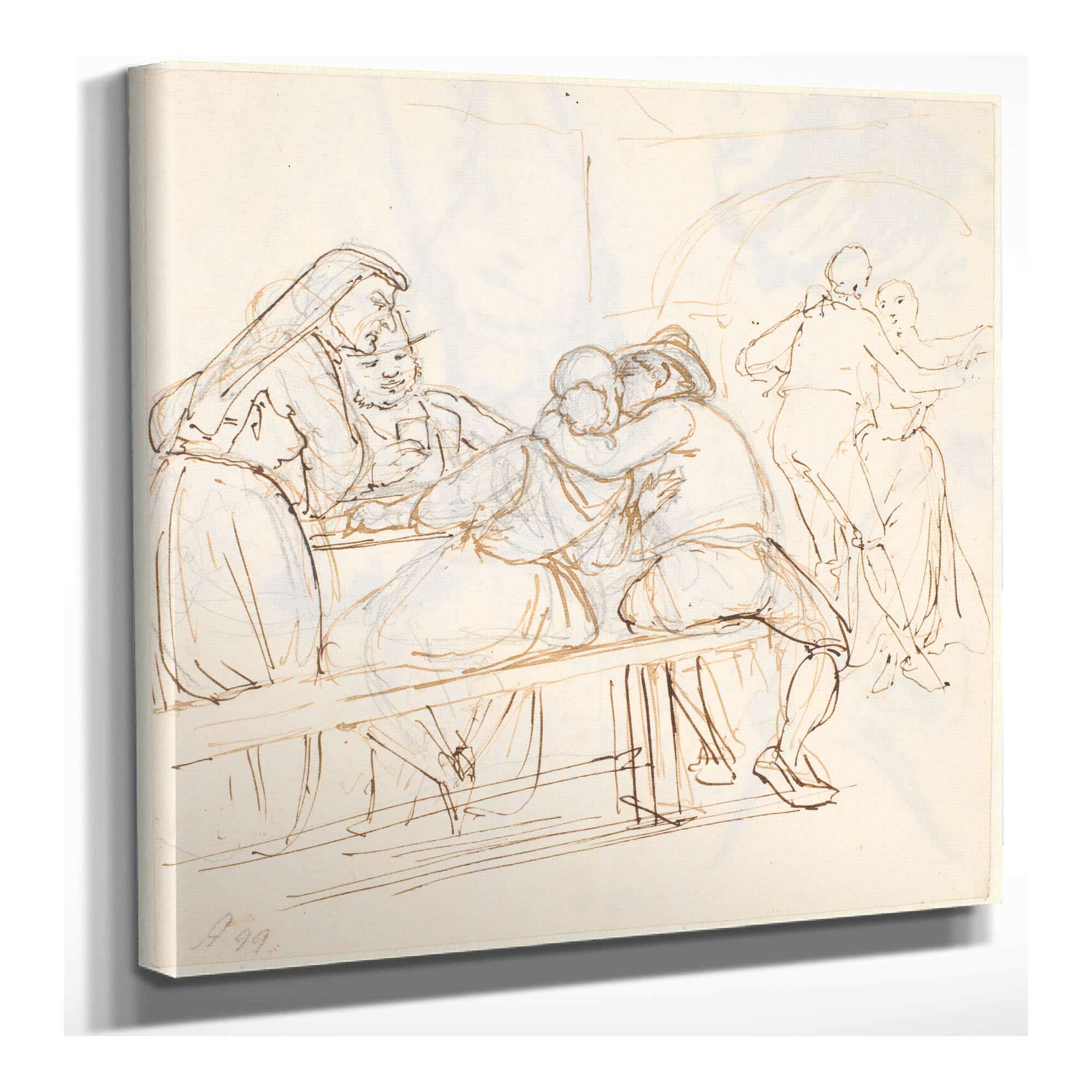 Osteriscene I Forgrunden Kysser Et Siddende Par Hinanden by Wilhelm Marstrand