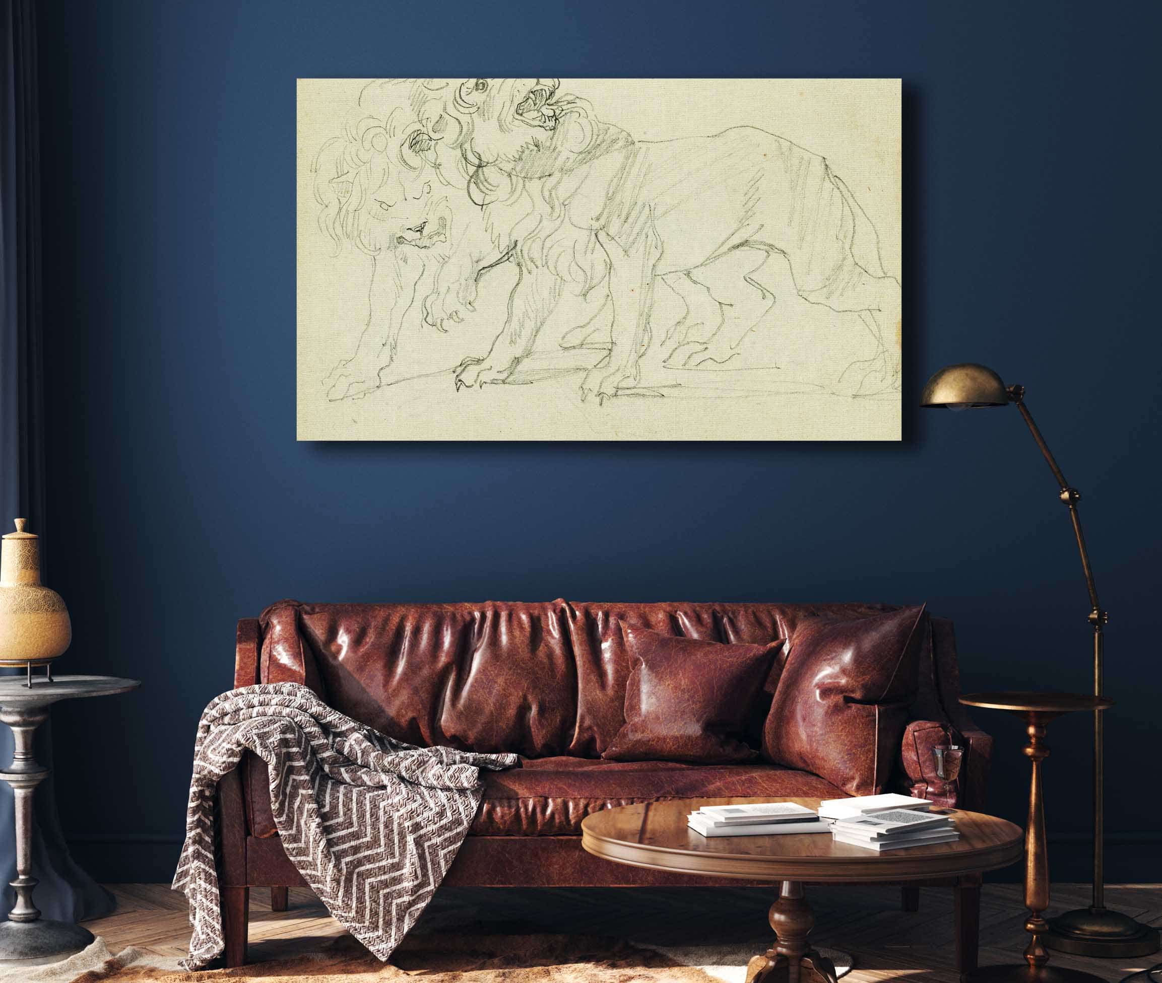 Pair Of Lions by Theodore Gericault - Image 4