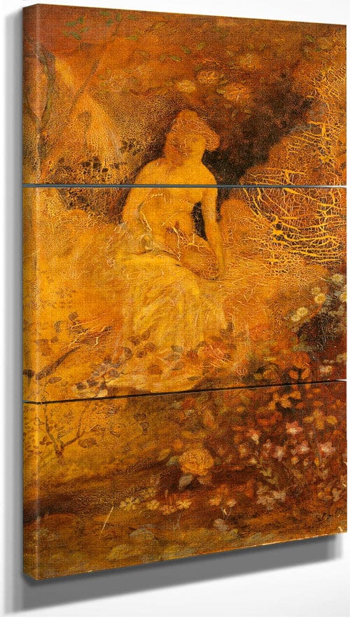 Panel For A Screen Woman With A Deer By Albert Pinkhamryder