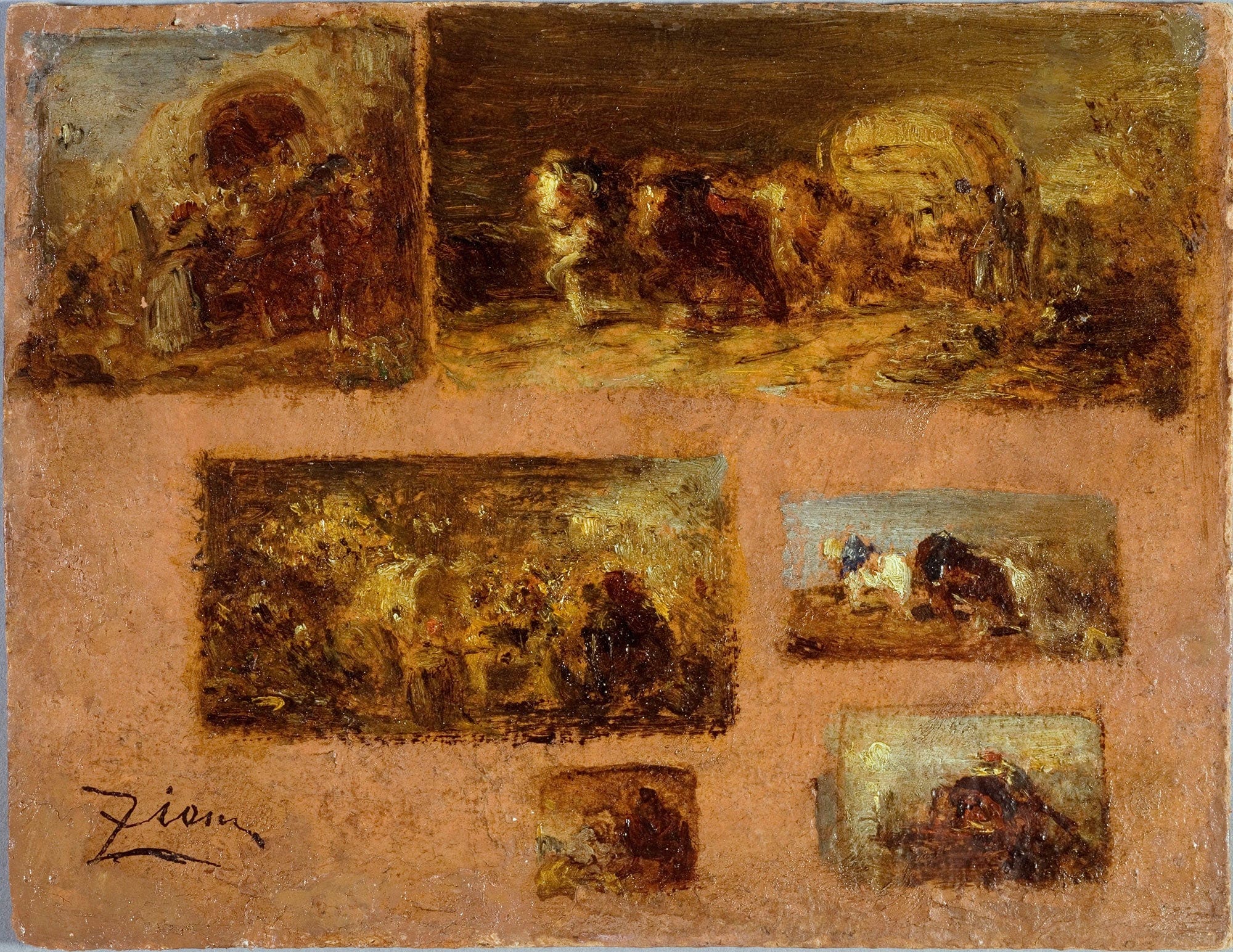 Panneau De Six Etudes De Chariot by Felix Ziem - Image 2