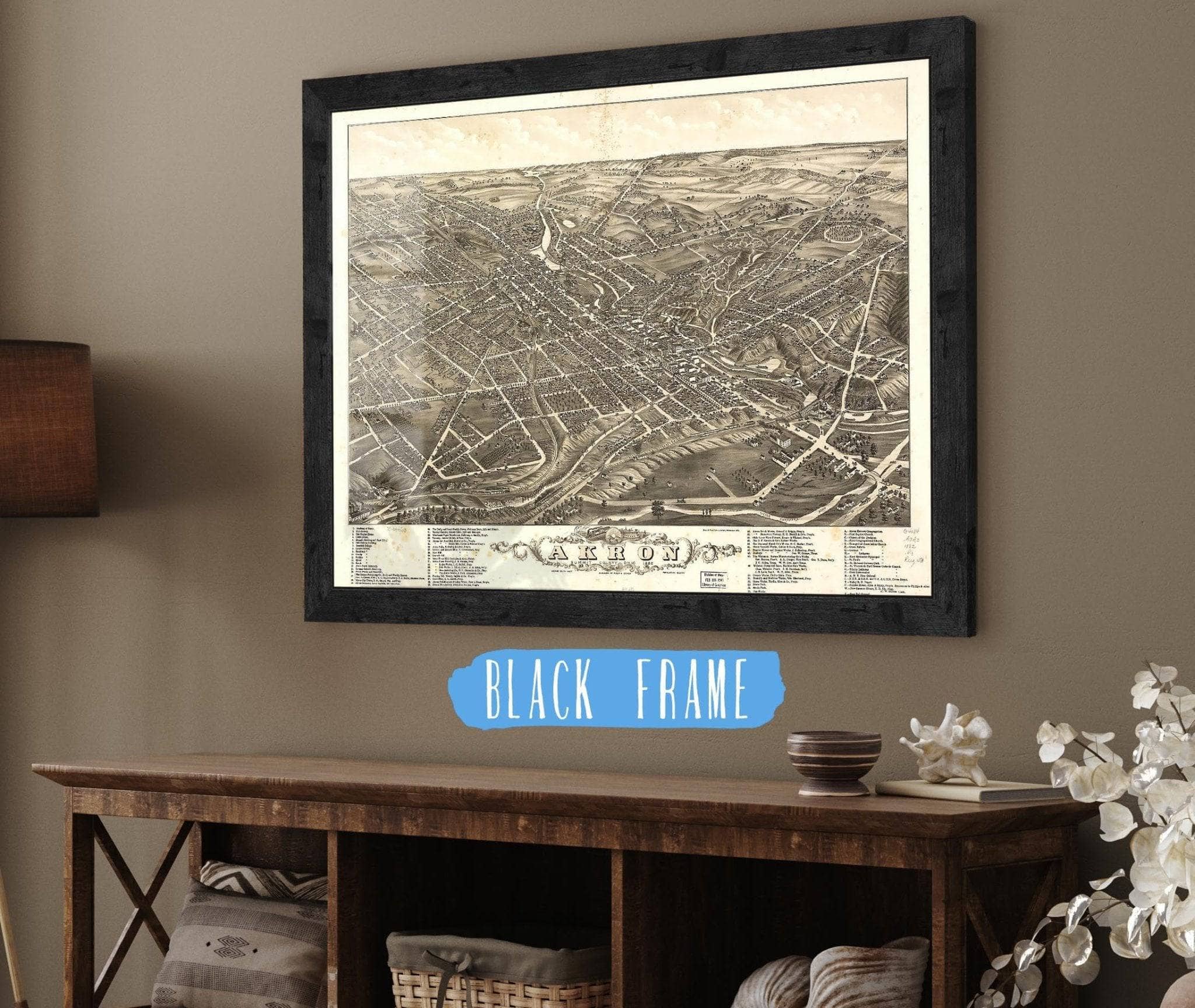 Panoramic View Of The City Of Akron Summit County Ohio 1882 State of Ohio - Image 2