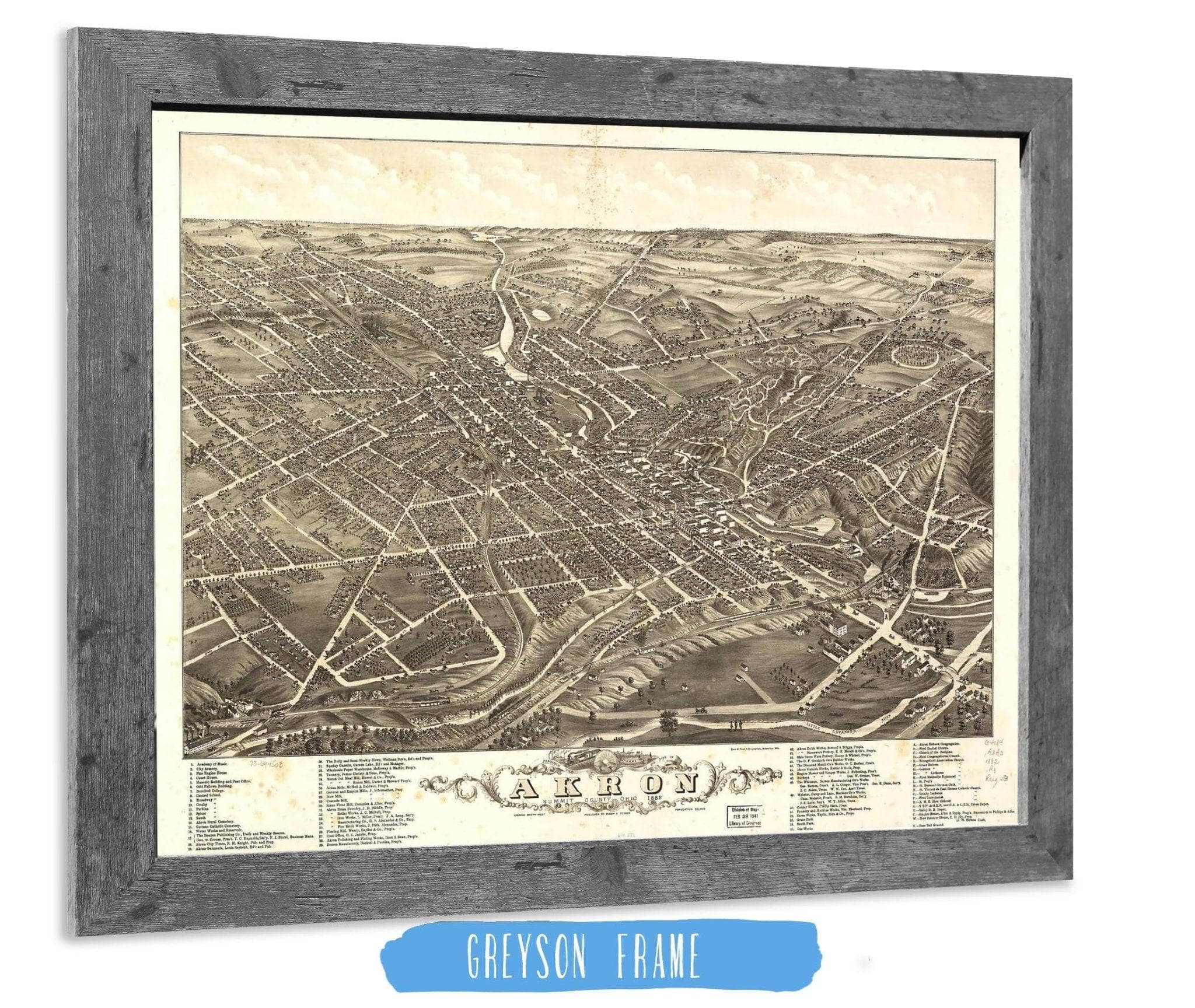 Panoramic View Of The City Of Akron Summit County Ohio 1882 State of Ohio - Image 6