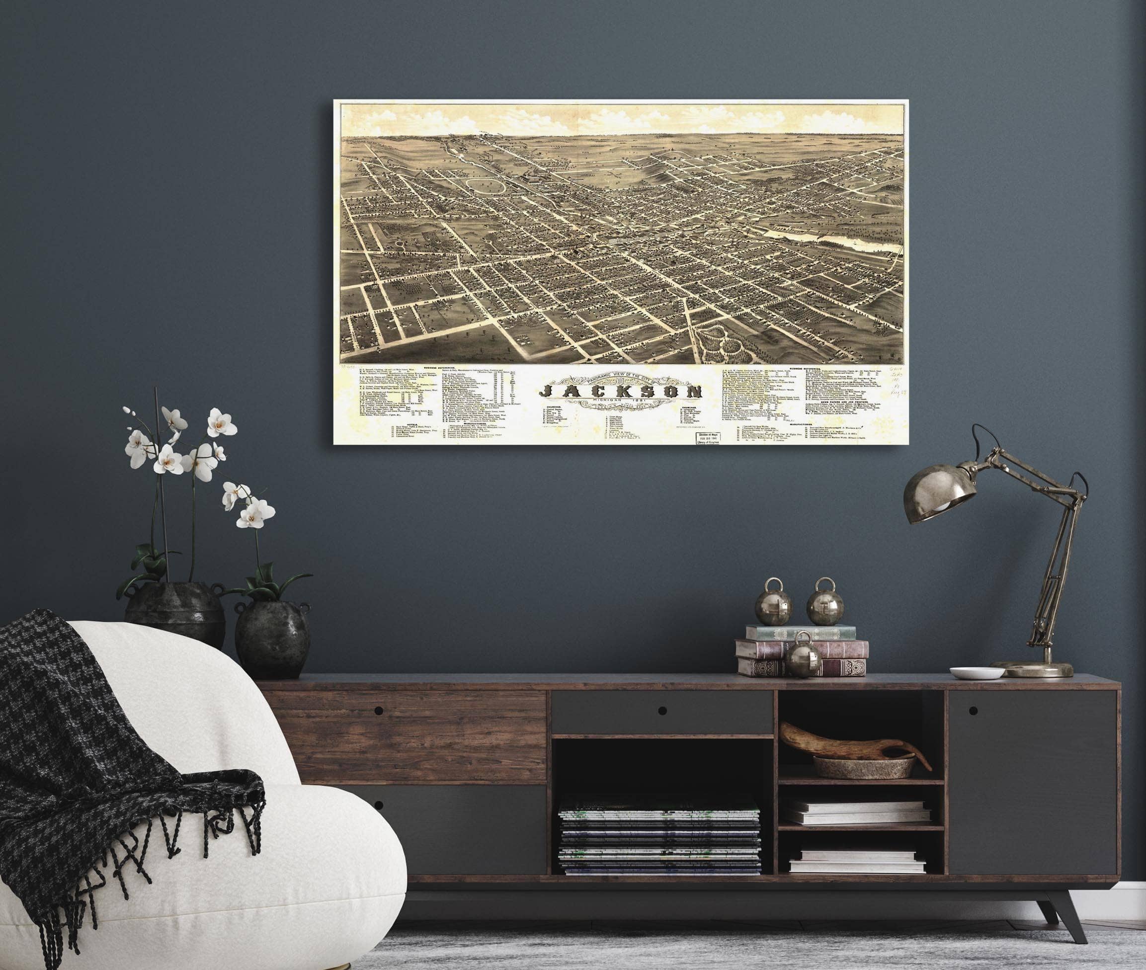 Panoramic View Of The City Of Jackson Michigan 1881 State Of Michigan - Image 3