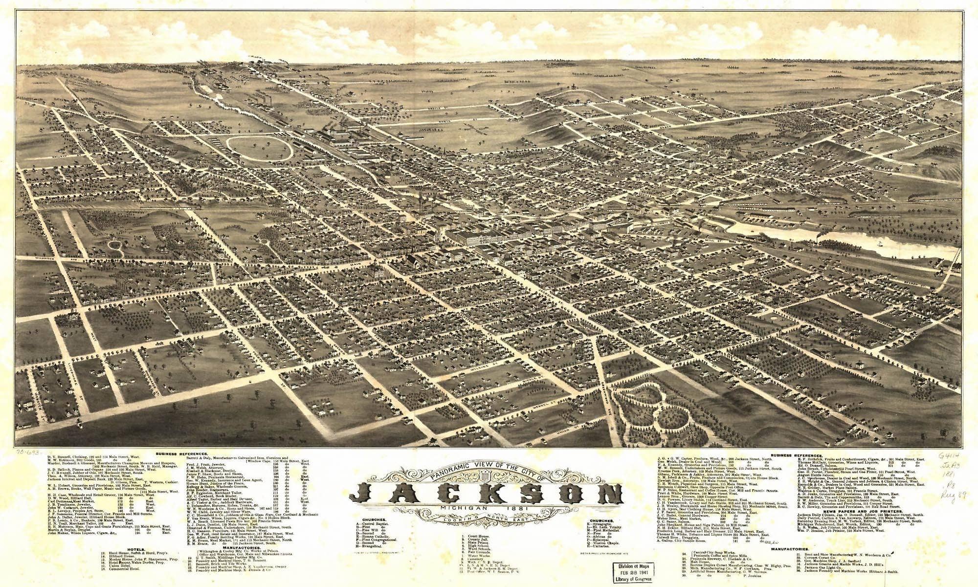 Panoramic View Of The City Of Jackson Michigan 1881 State Of Michigan - Image 4