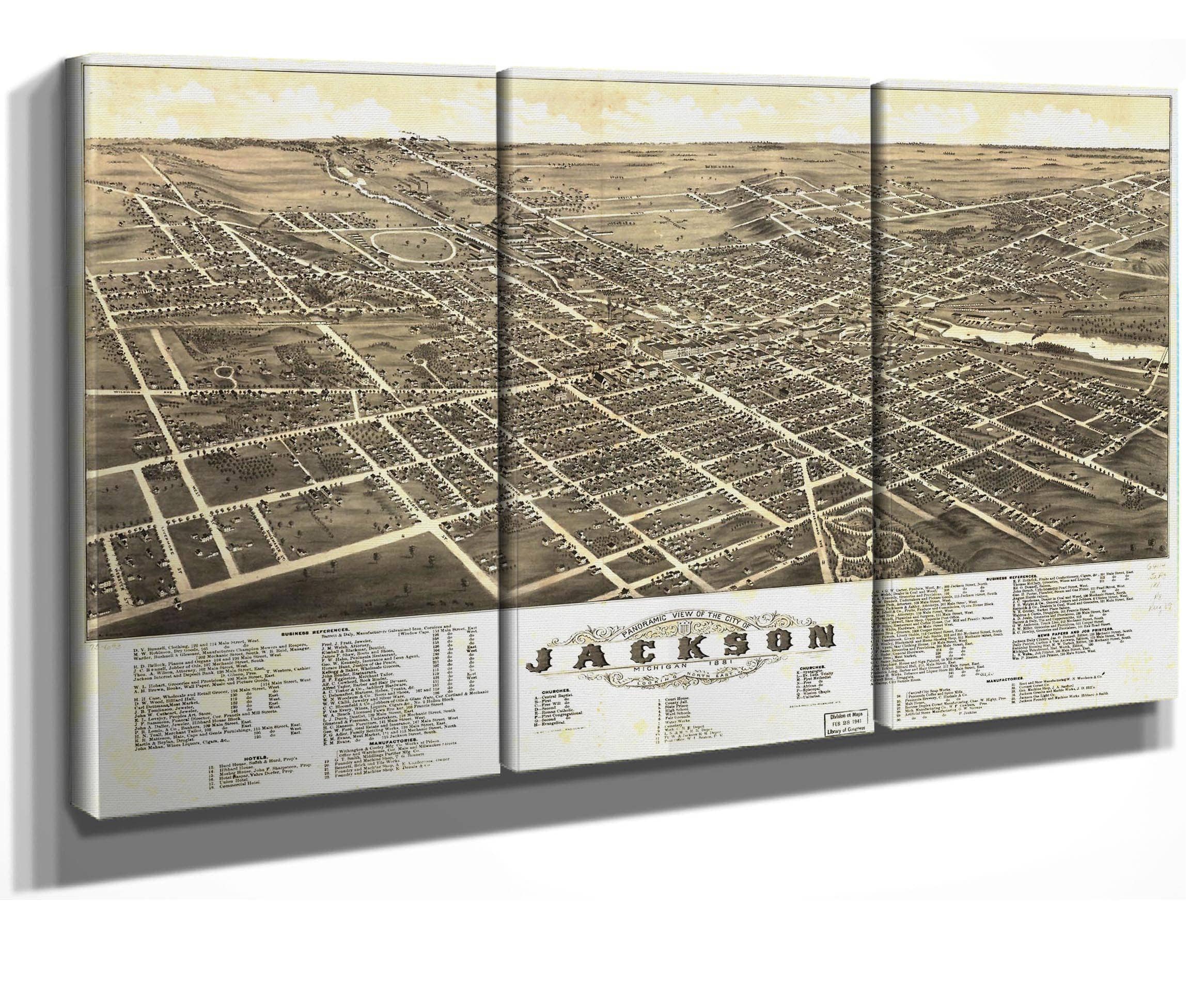Panoramic View Of The City Of Jackson Michigan 1881 State Of Michigan - Image 7