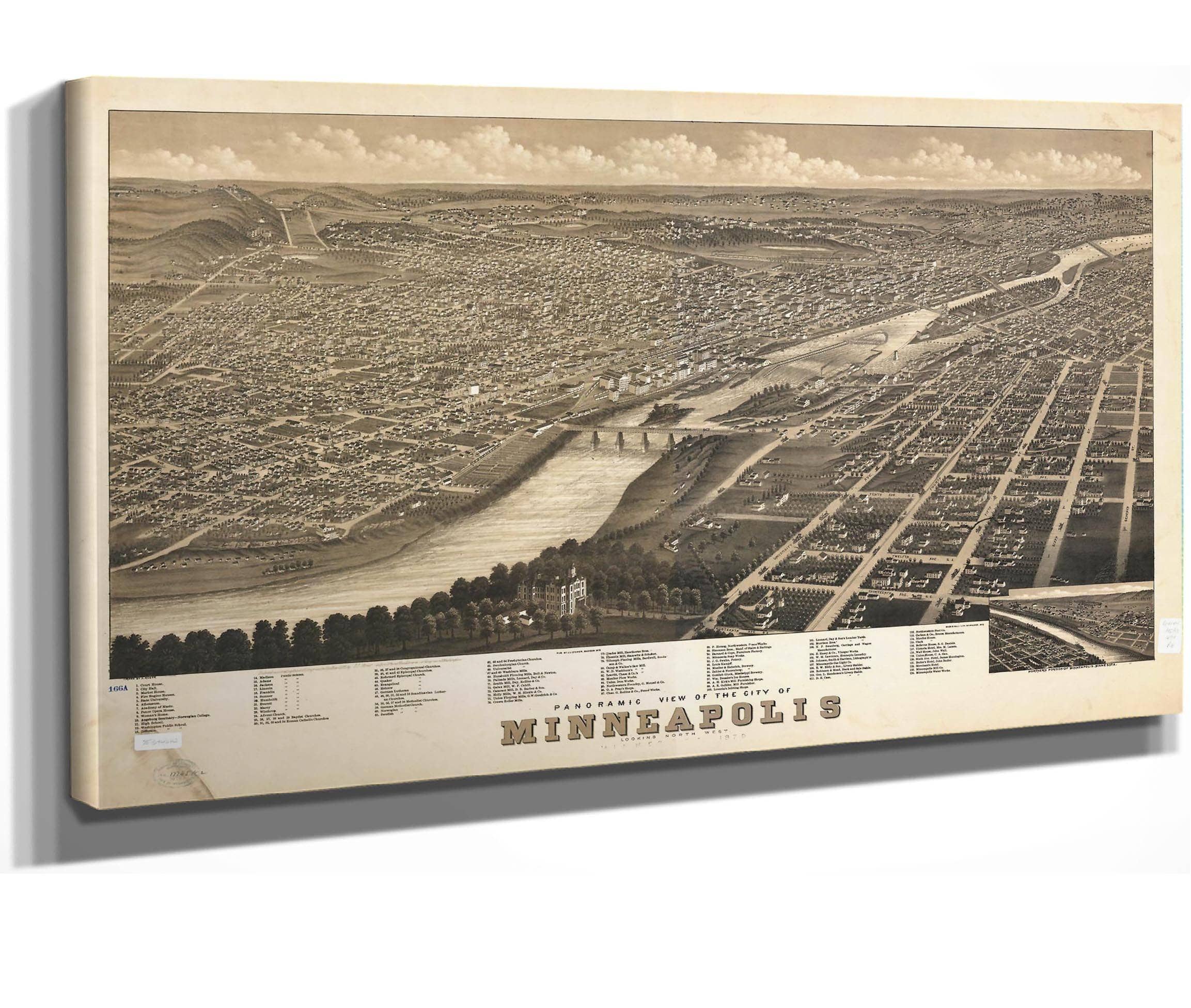 Panoramic View Of The City Of Minneapolis Minnesota 1879 State Of Minnesota