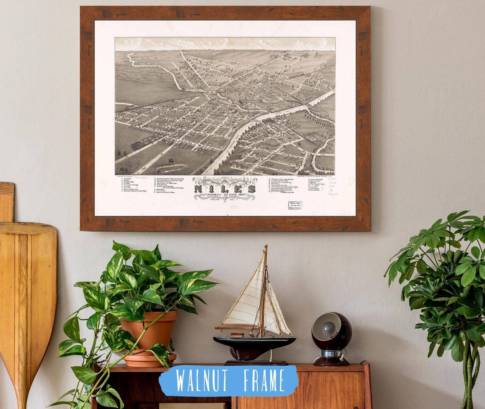 Panoramic View Of The City Of Niles Trumbull Co Ohio 1882 State of Ohio - Image 4