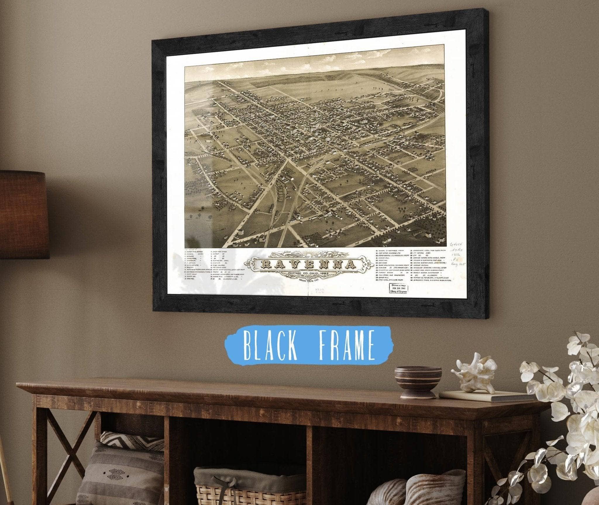 Panoramic View Of The City Of Ravenna County Seat Of Portage Co Ohio 1882 State of Ohio - Image 2