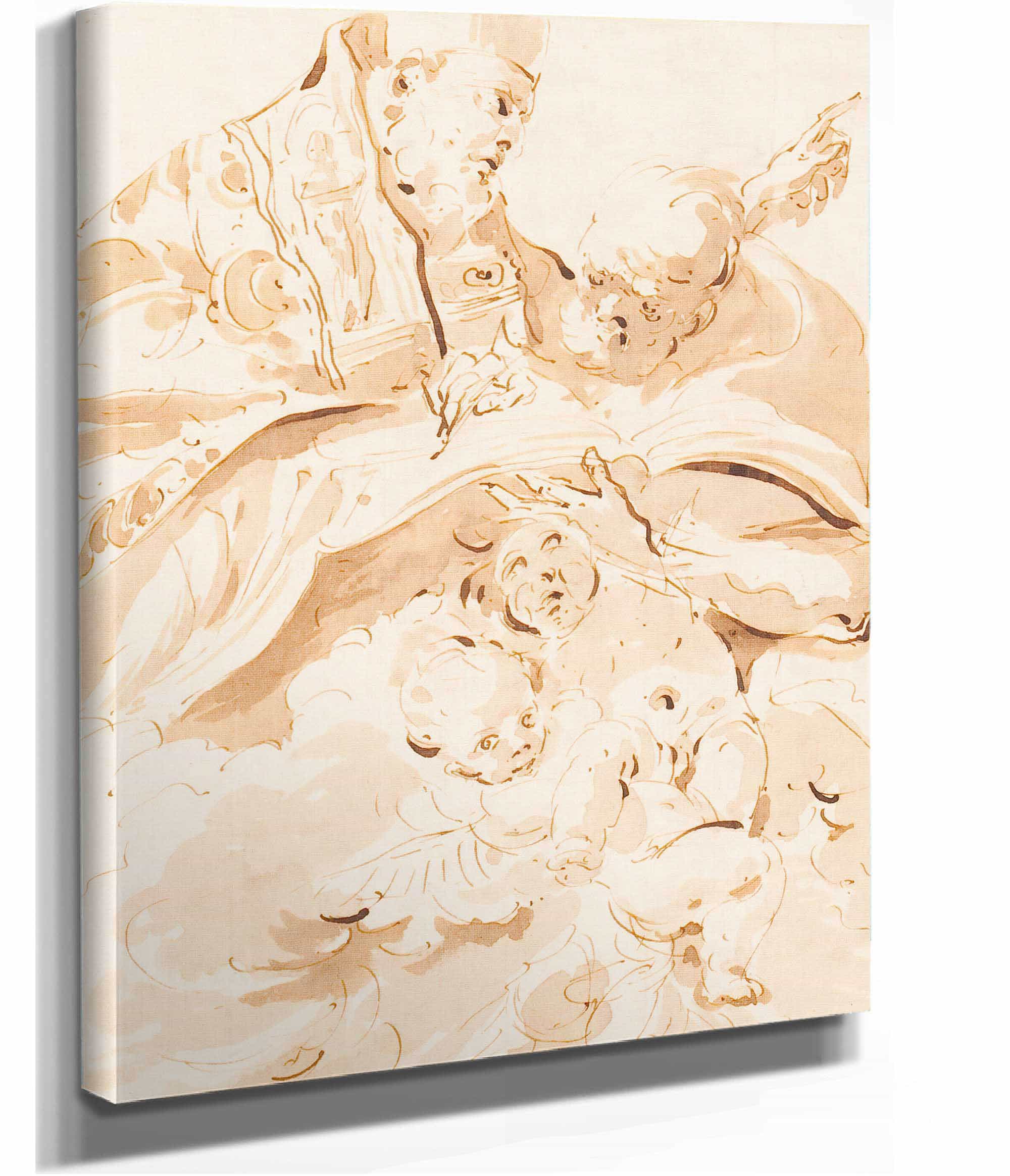 Papal Declaration St Augustine With Scribe And Angels by Giovanni Domenico Tiepolo - Image 2