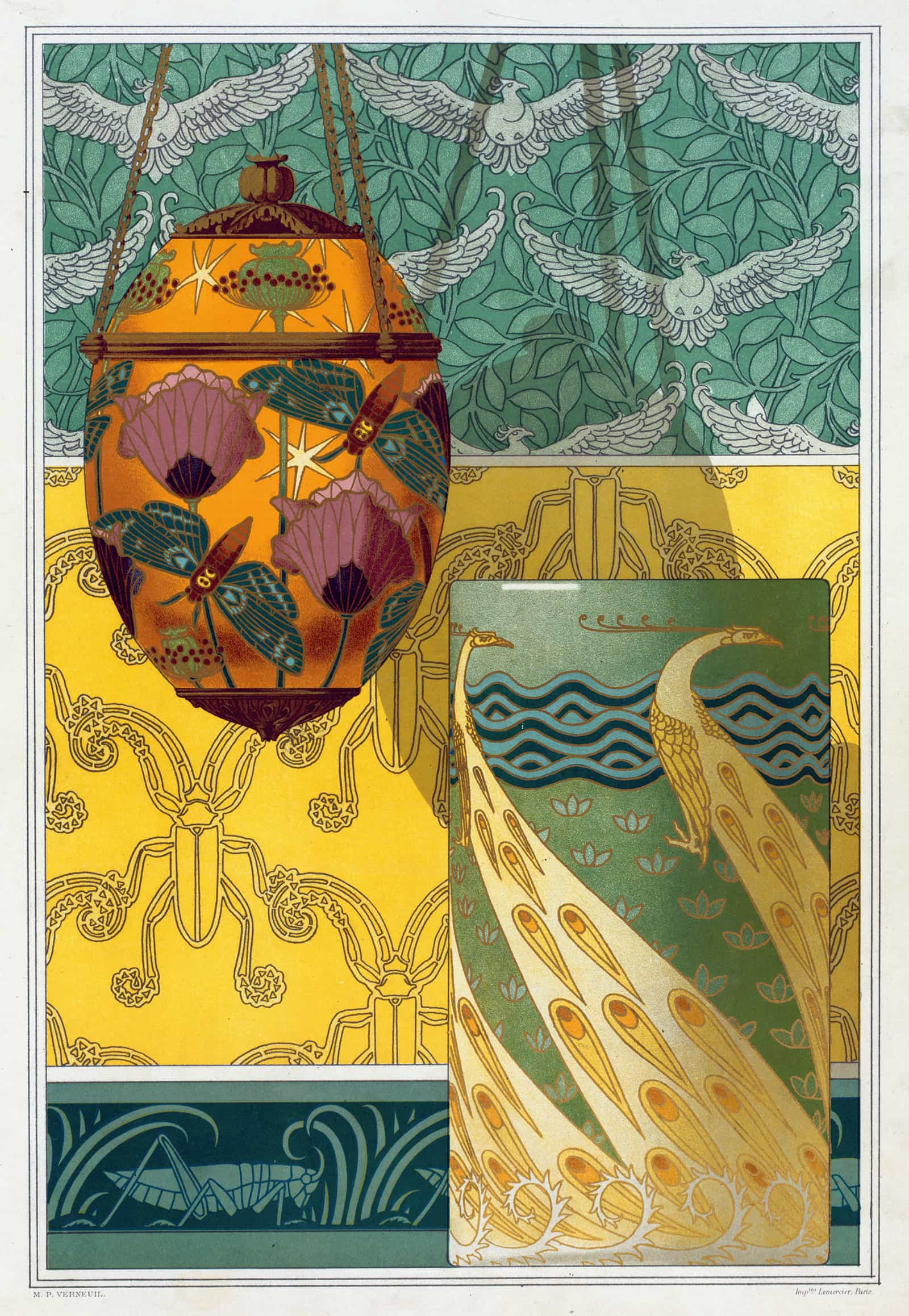 Papillons Et Pavots Veilleuse Emaux Translucides Paons Vase Emaux Cloisonnes by Maurice Pillard Verneuil