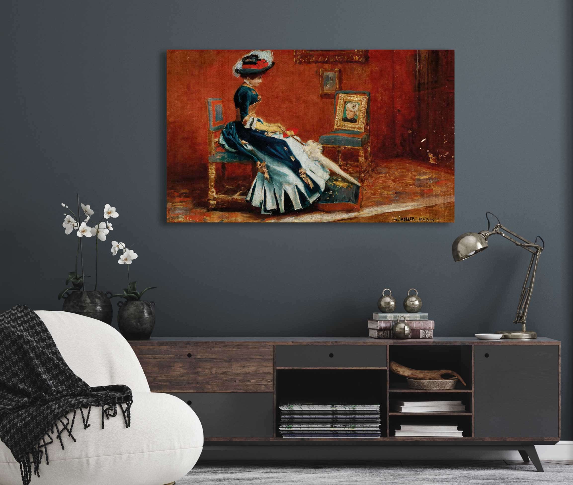 Paris A Young Lady In A Gallery By Albert Von Keller - Image 5