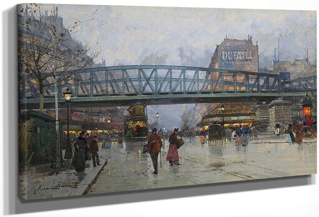 Paris Boulevard De La Chapelle With The Metro Overhead By Eugene Galien Laloue