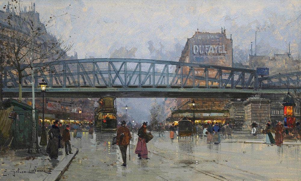 Paris Boulevard De La Chapelle With The Metro Overhead By Eugene Galien Laloue - Image 7
