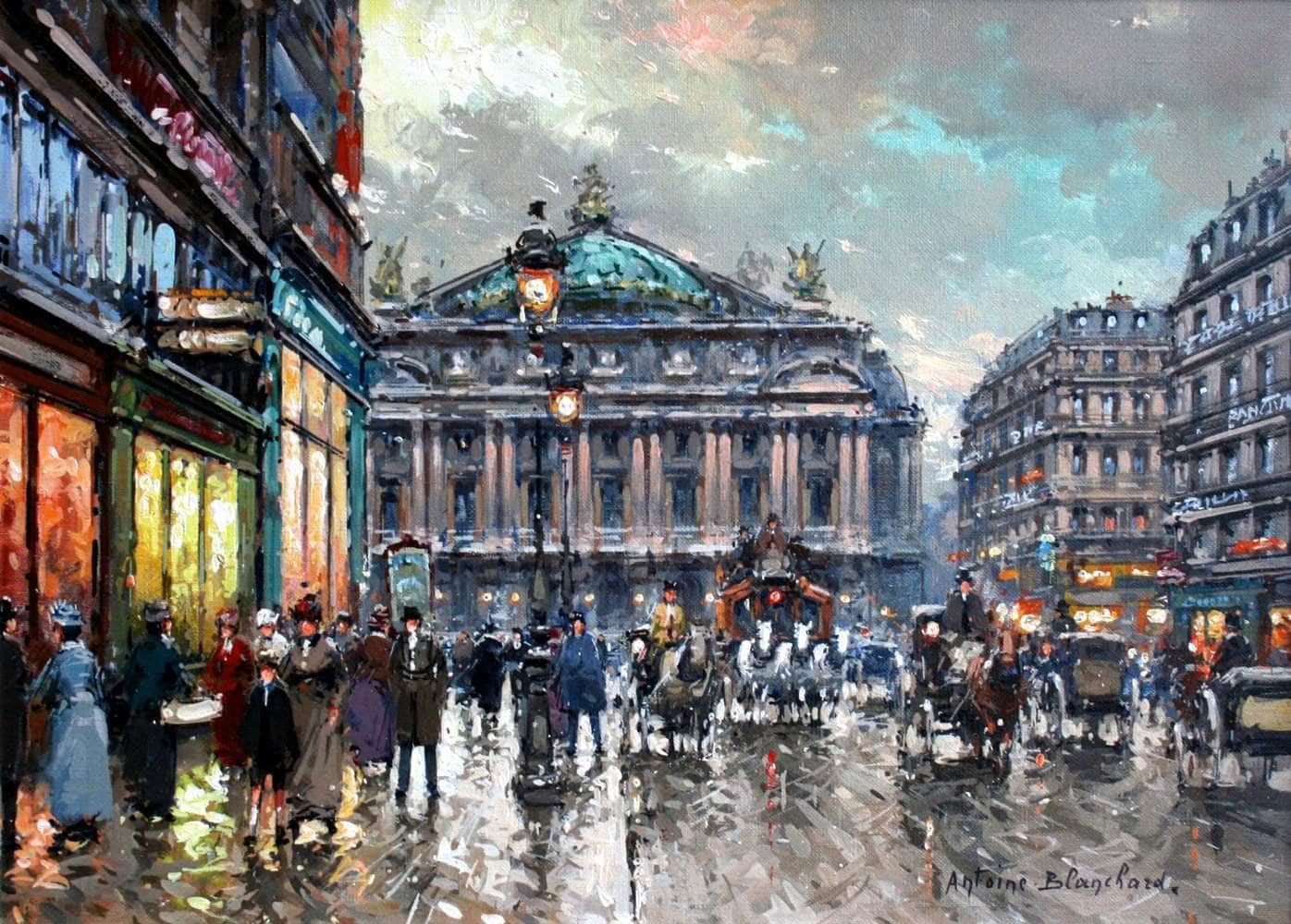 Paris L'opera Painting Antoine Blanchard Canvas Art - Image 5