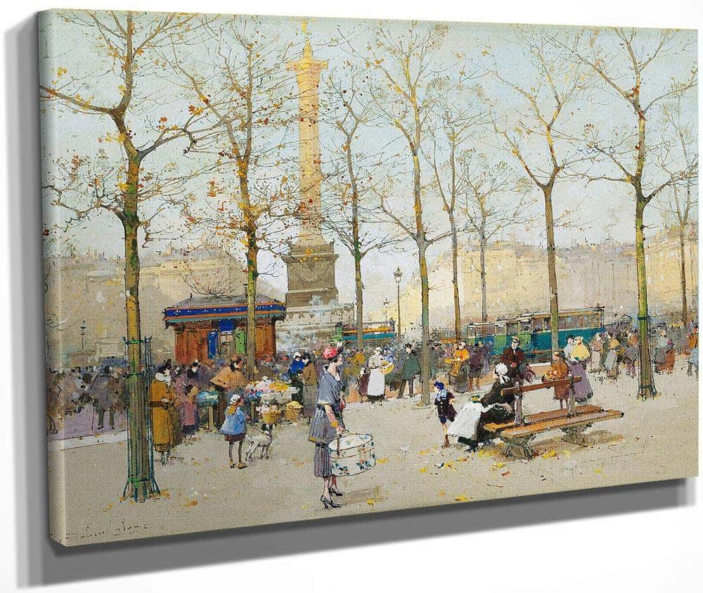 Paris Place De La Bastille By Eugene Galien Laloue