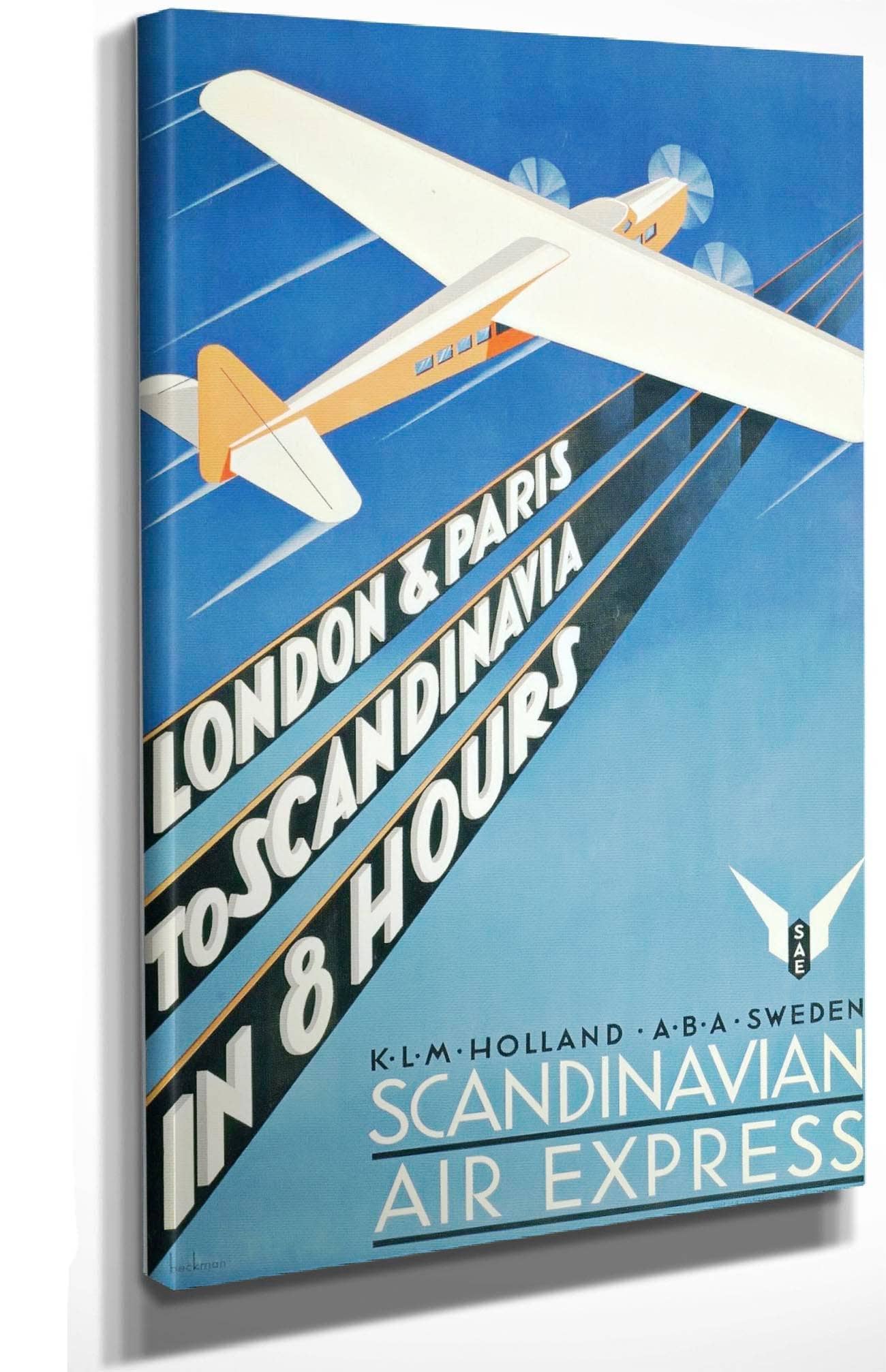 Paris Vintage Air classic Travel Poster 1950s 'Paris via Constellation'