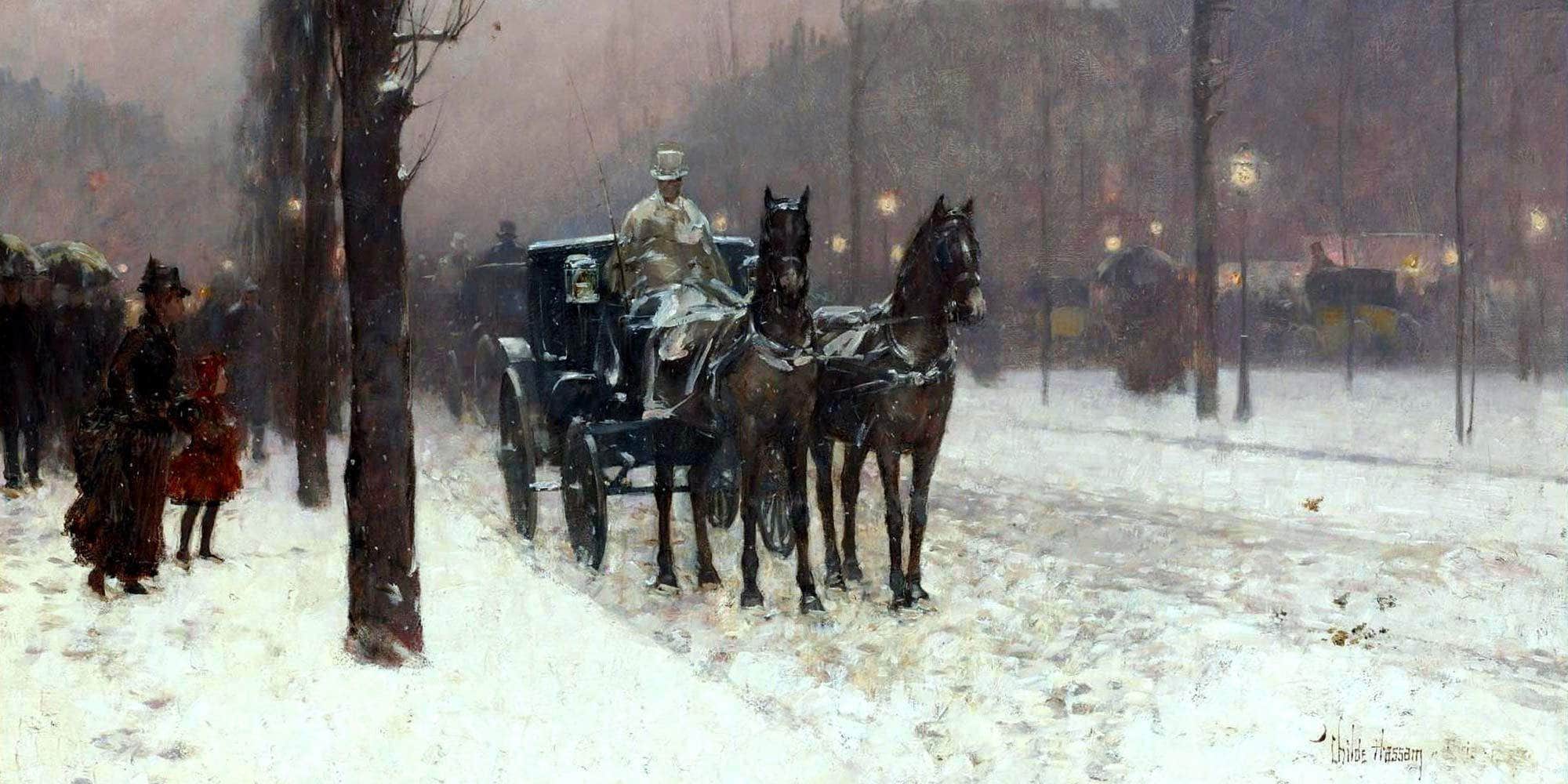 Paris, Winter Day Painting Frederick Childe Hassam Canvas Art - Image 5