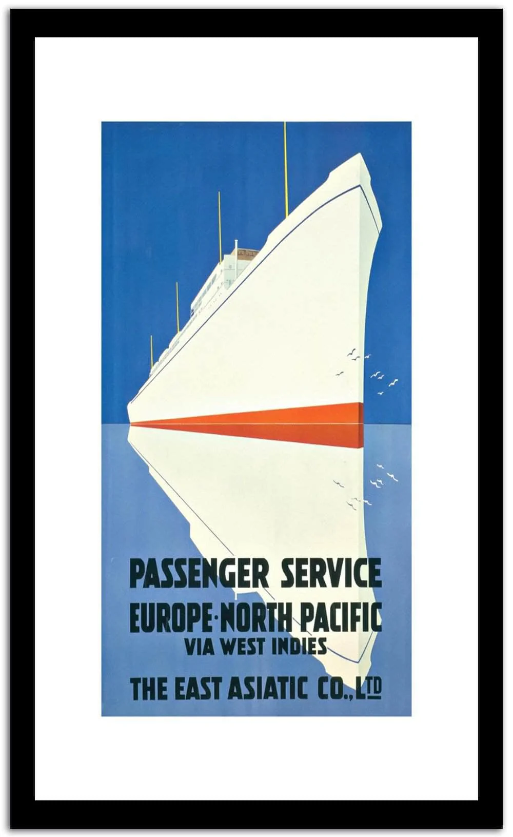 Passenger Service Europe . North Pacific Via West Indies Vintage Poster