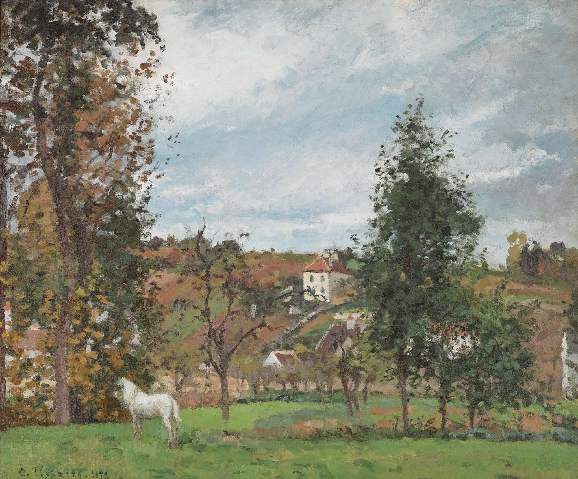Paysage Avec Cheval Blanc Dans Un Pre Lhermitage Pontoise by Camille Pissarro - Image 2