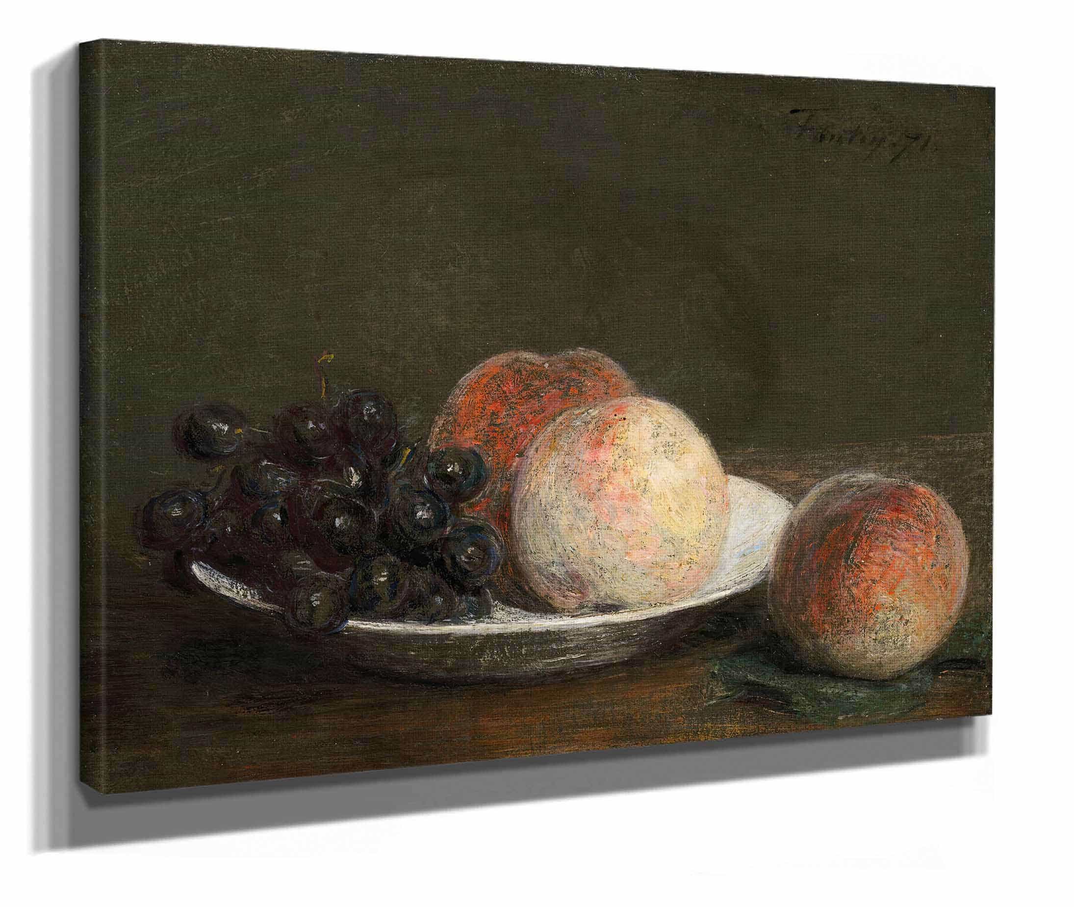 Peaches And Grapes In A Porcelain Bowl by Henri Fantin Latour - Image 2