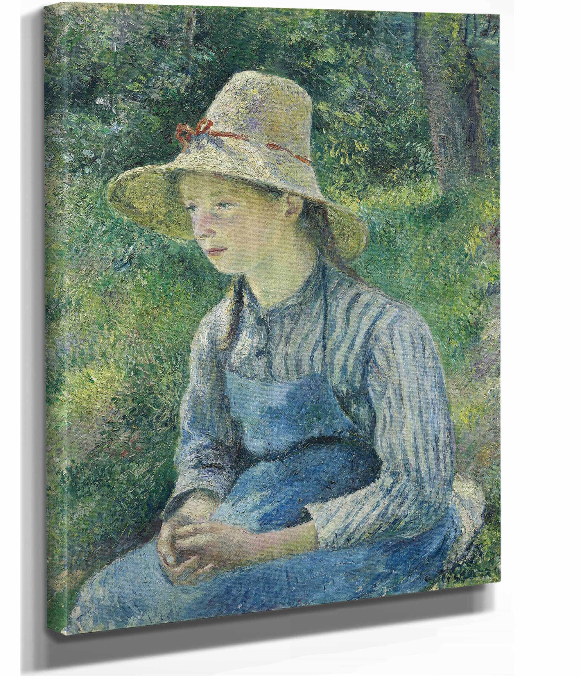 Peasant Girl With A Straw Hat by Camille Pissarro - Image 2