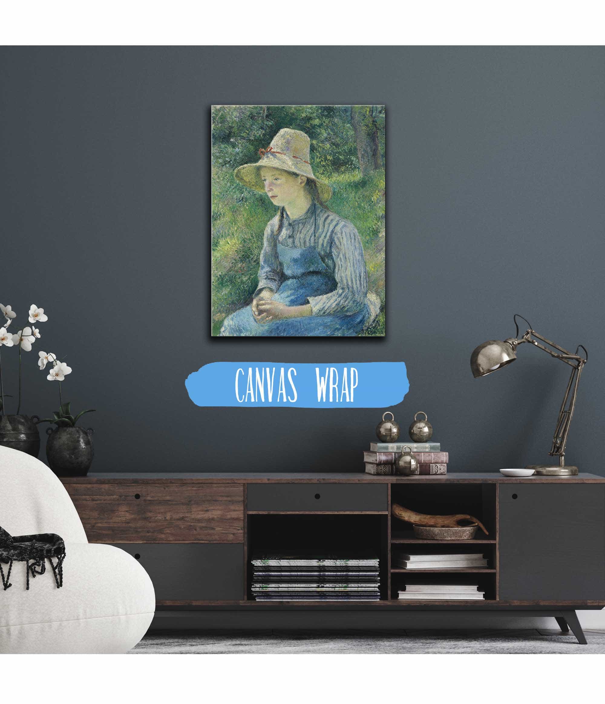 Peasant Girl With A Straw Hat by Camille Pissarro - Image 3