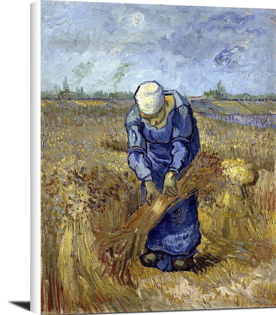 Peasant Woman Binding Sheaves (After Millet) Painting Vincent Van Gogh Canvas Art