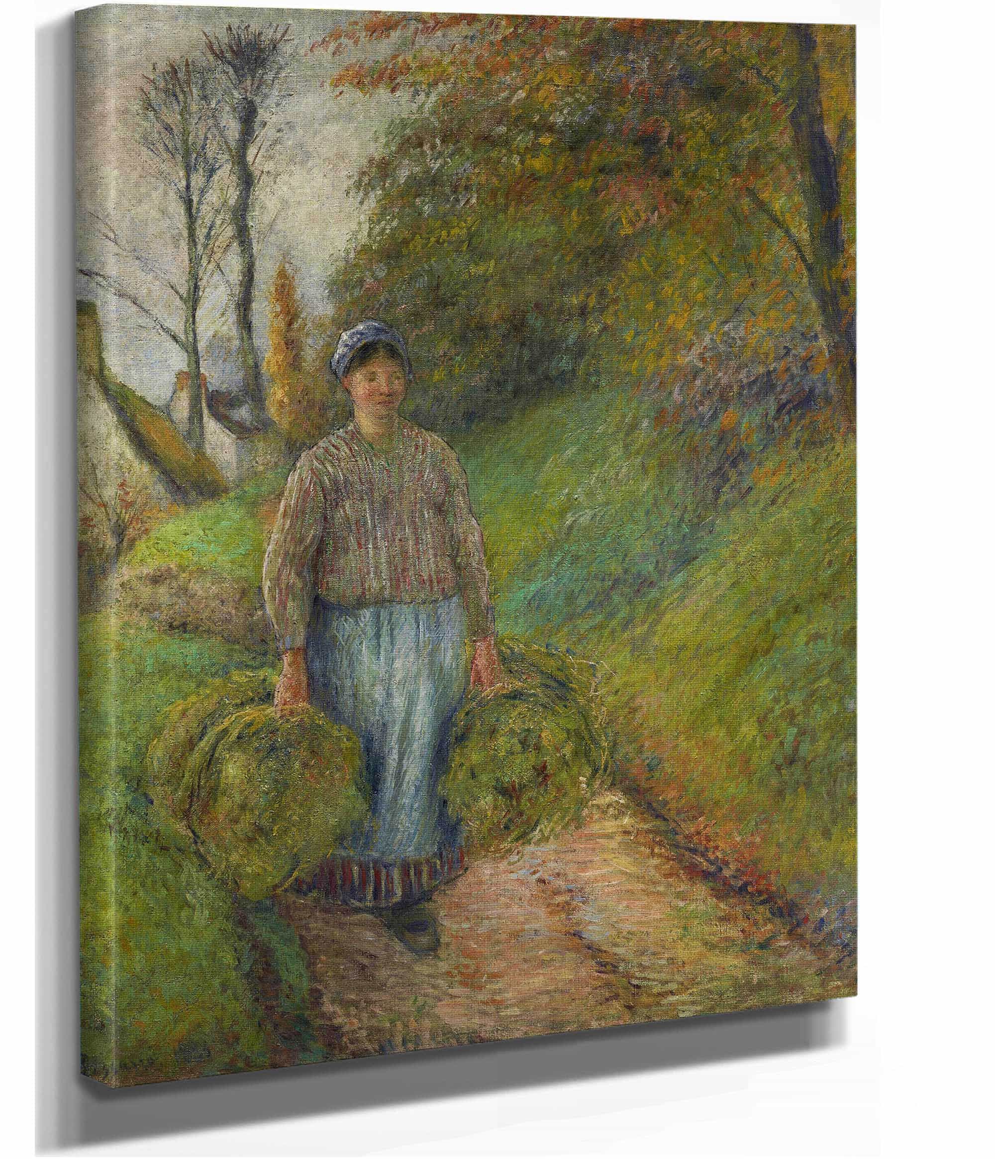 Peasant Woman Carrying Two Bundles Of Hay by Camille Pissarro - Image 2