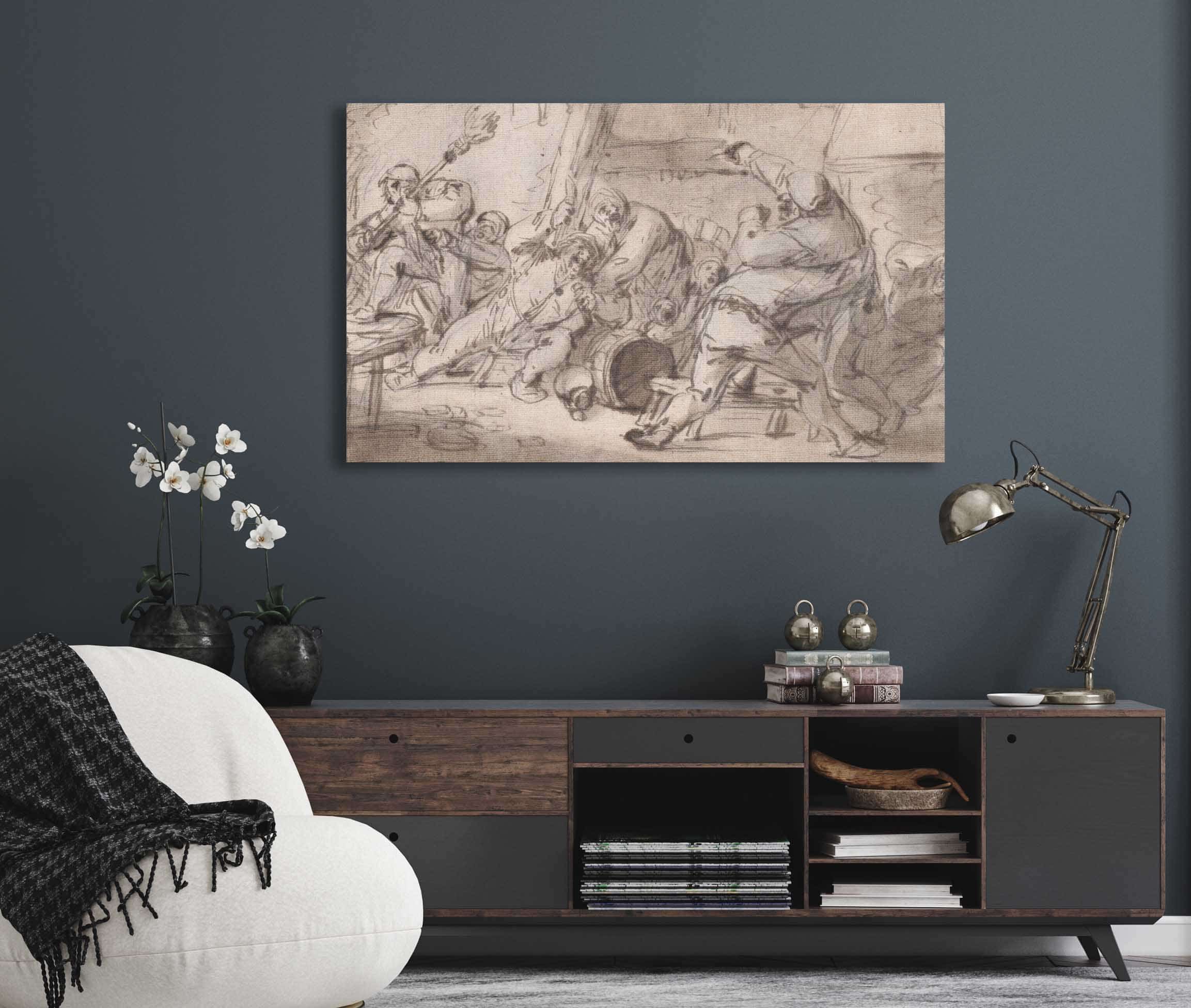 Peasants Fighting In An Inn Mid Th Century By Adriaen Van Ostade - Image 5