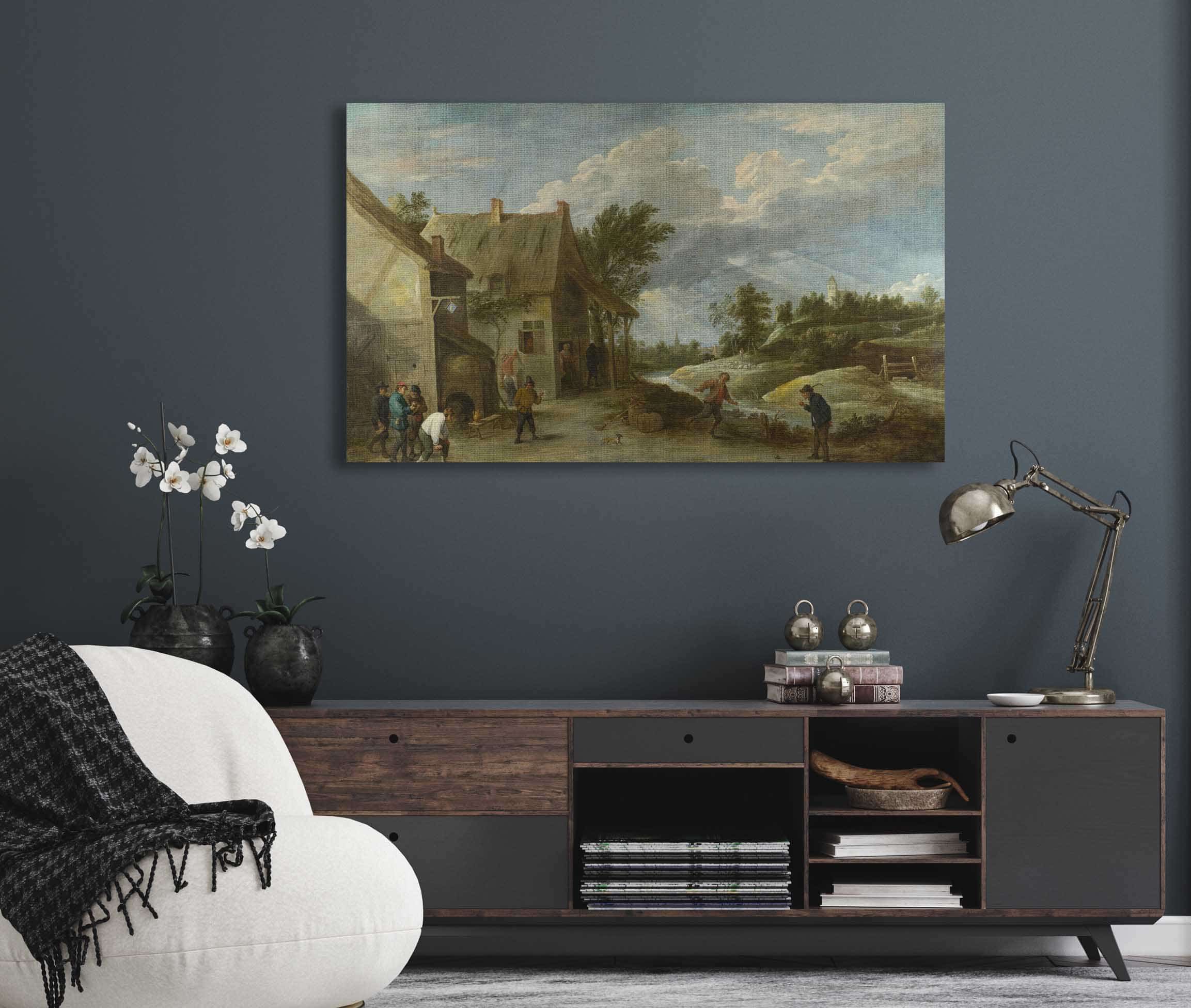 Peasants Playing Bowls Outside A Village Inn by David Teniers The Younger - Image 5