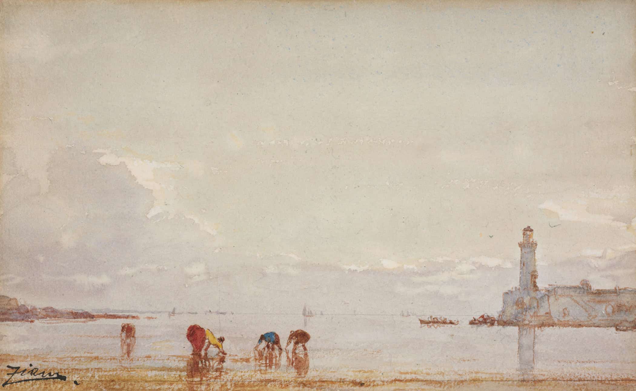 Pecheurs De Coquillages A Antibes by Felix Ziem - Image 2