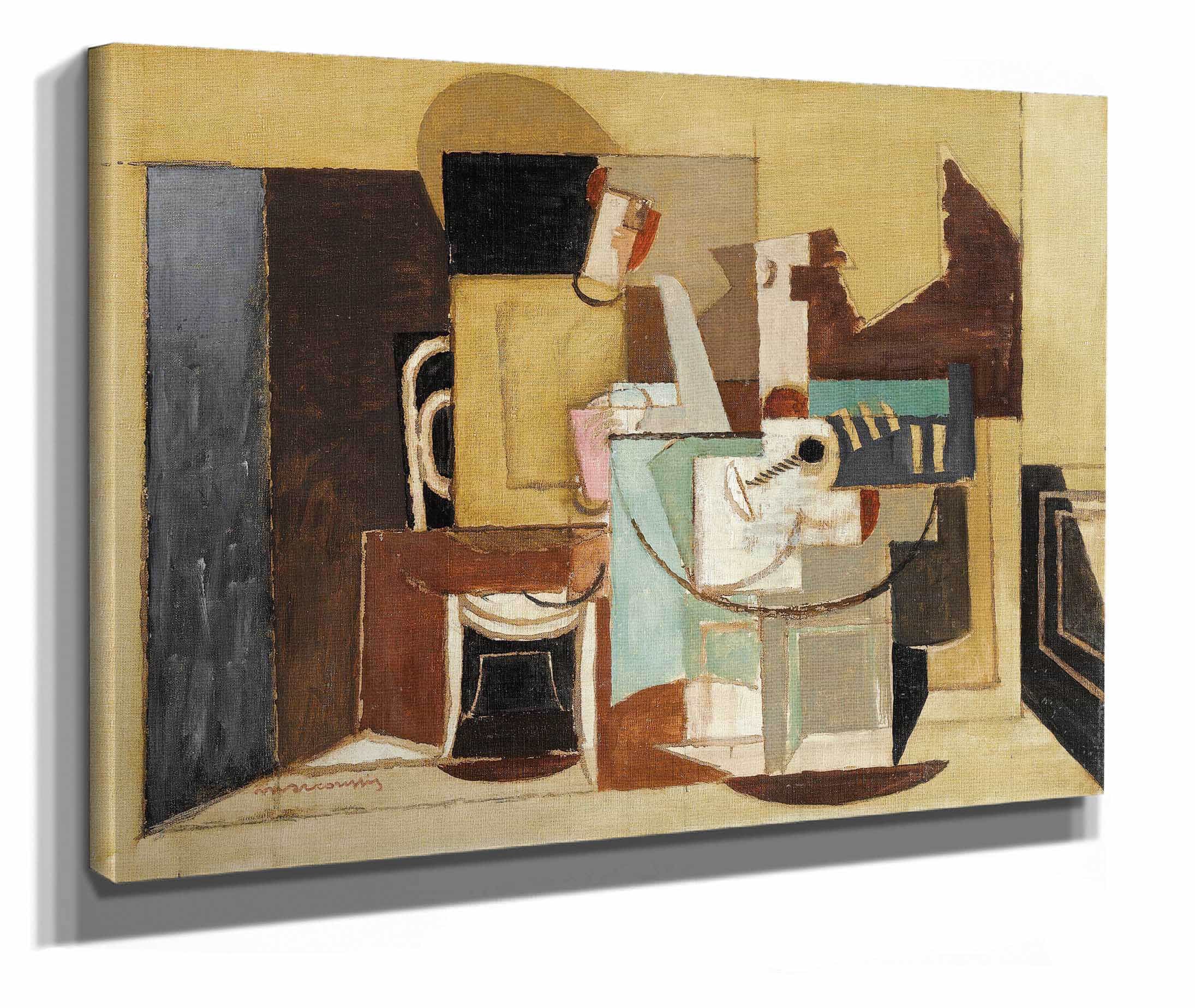 Personnage Assis A Une Table Ronde by Louis Marcoussis - Image 2