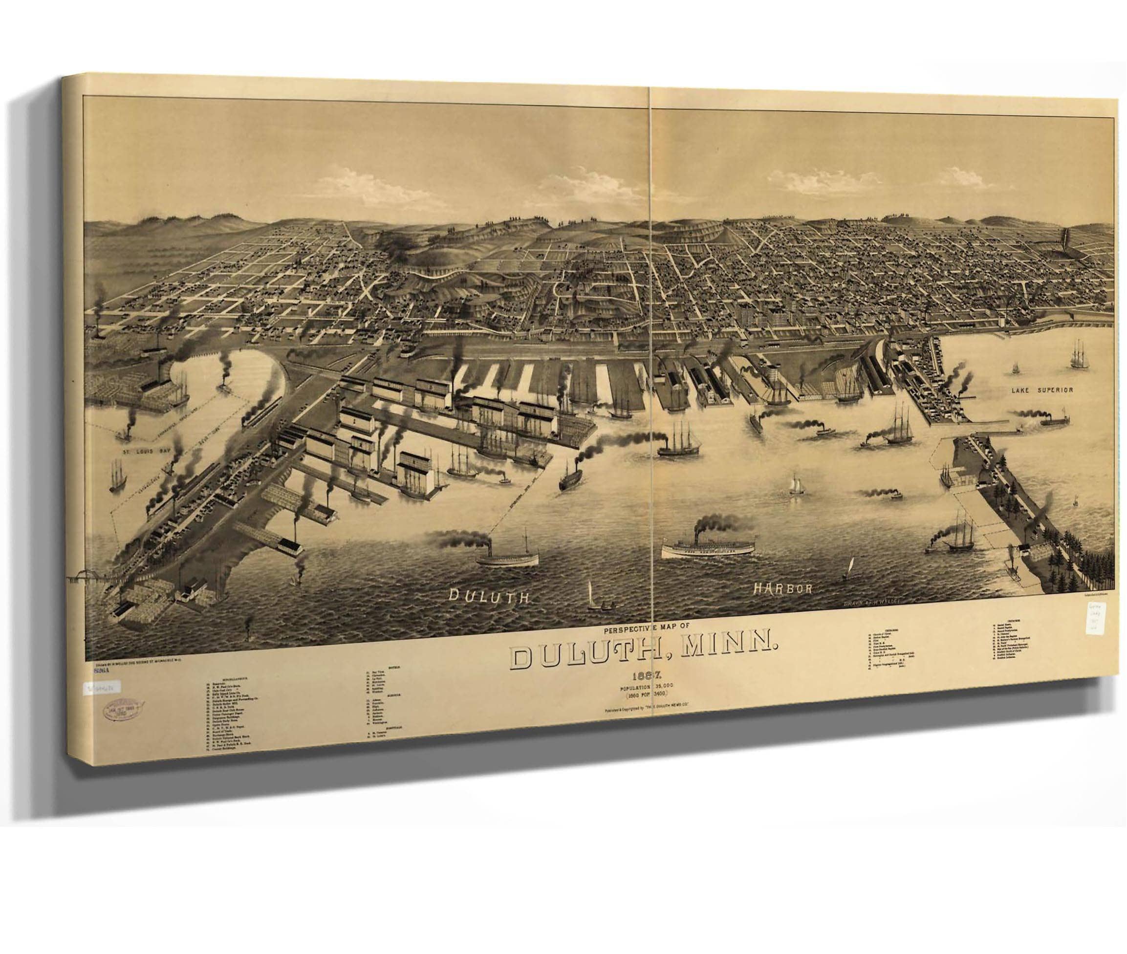 Perspective Map Of Duluth Minn 1887 State Of Minnesota
