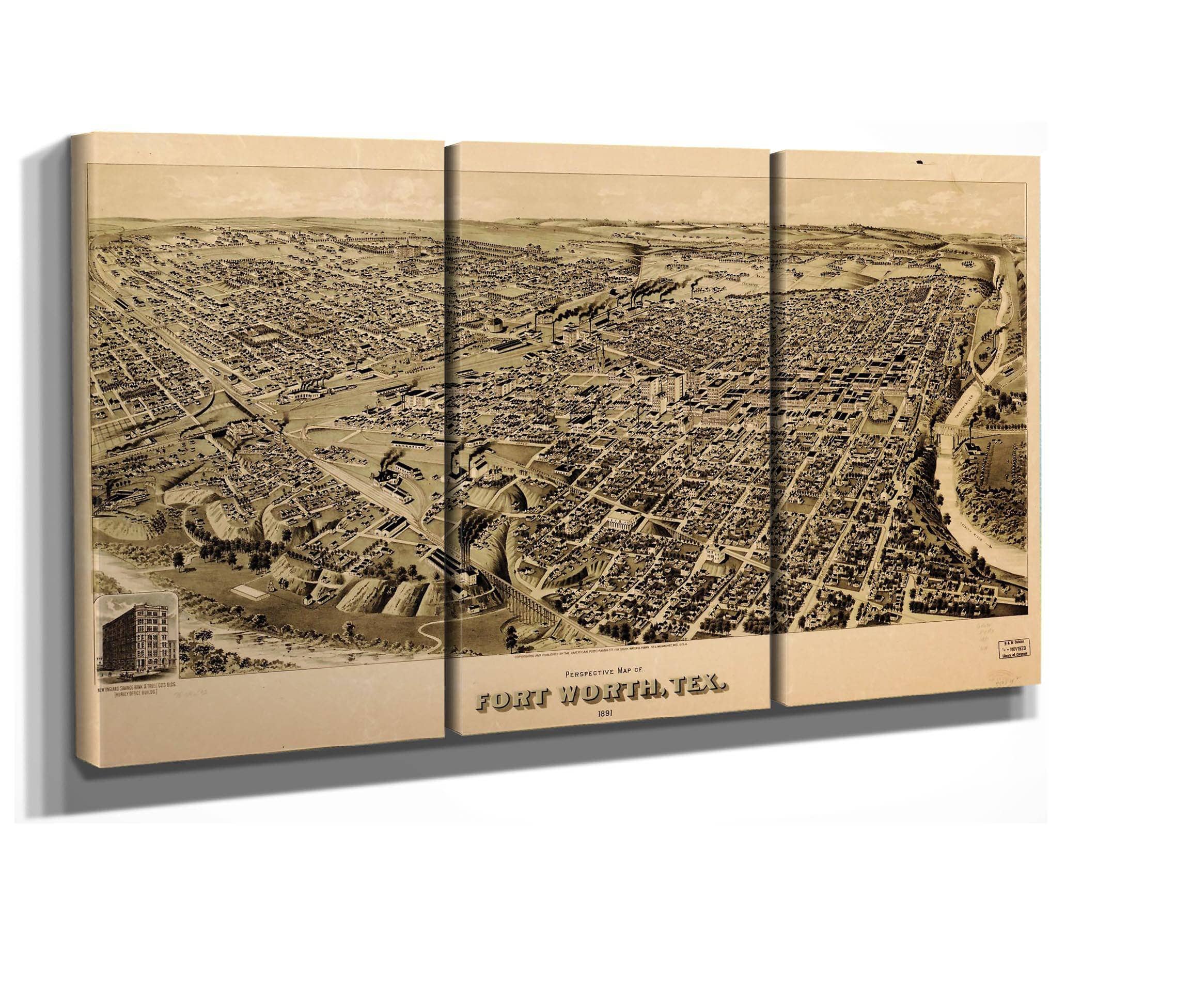 Perspective Map Of Fort Worth Tex 1891  State Of Texas - Image 2
