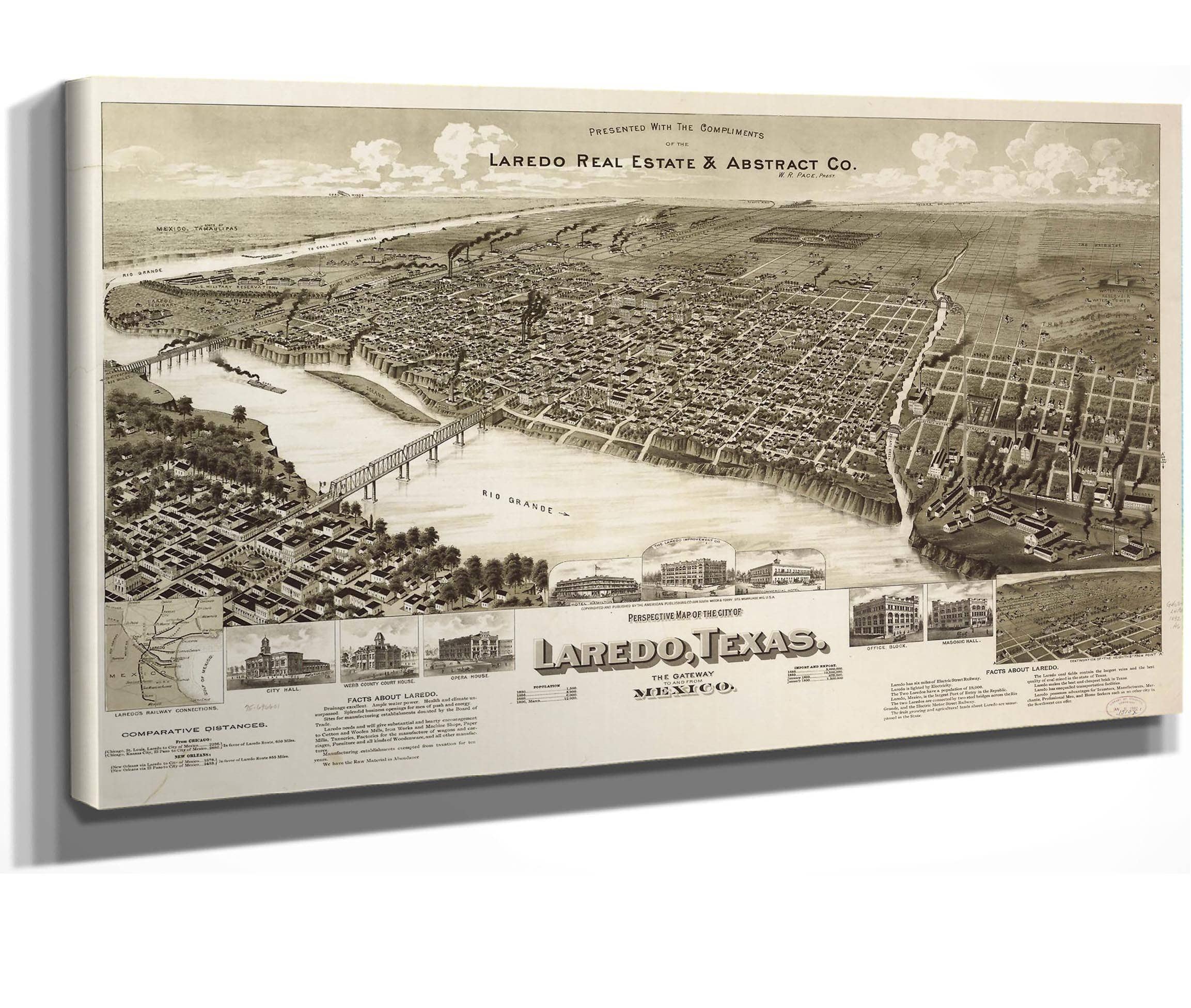 Perspective Map Of The City Of Laredo Texas The Gateway To And From Mexico State Of Texas