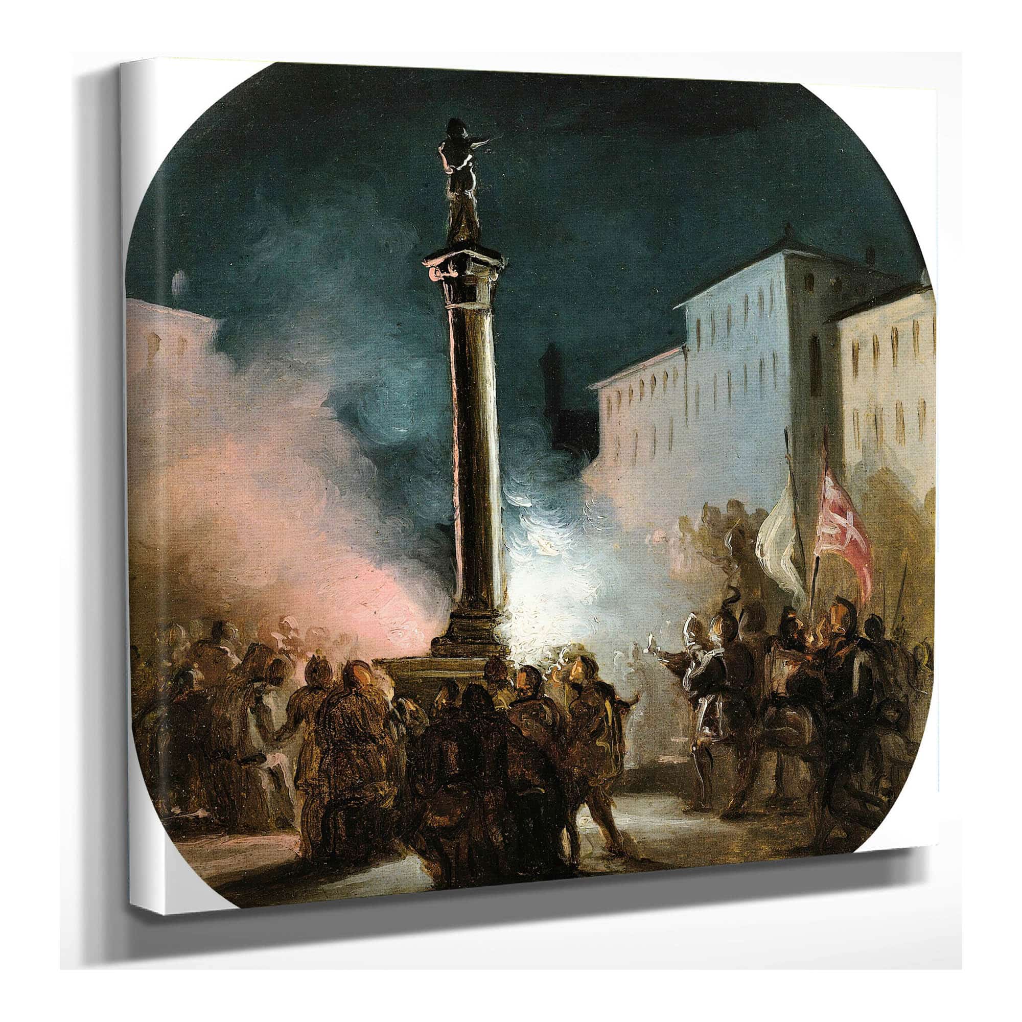 Piazza Colonna Rome by Ippolito Caffi