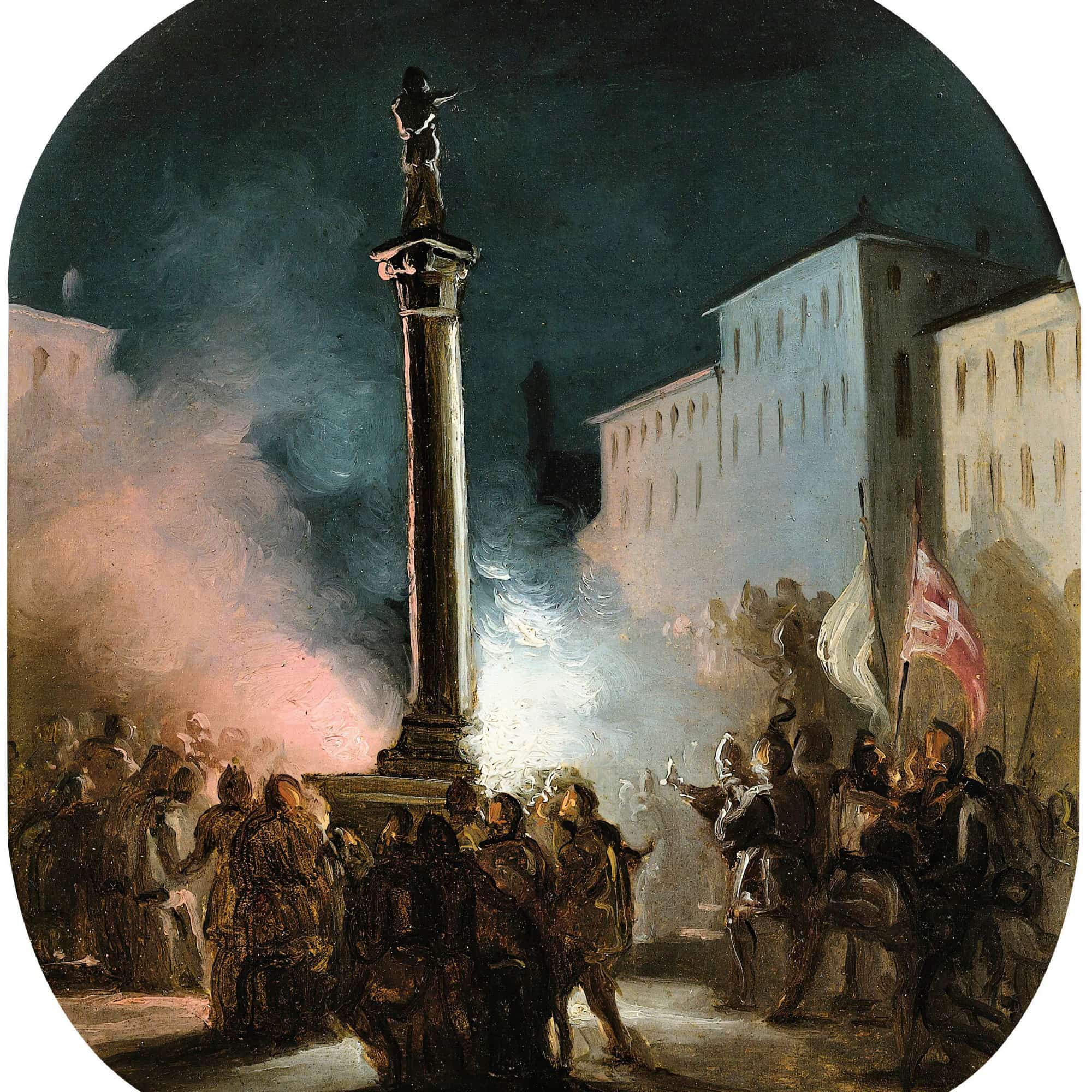 Piazza Colonna Rome by Ippolito Caffi - Image 4