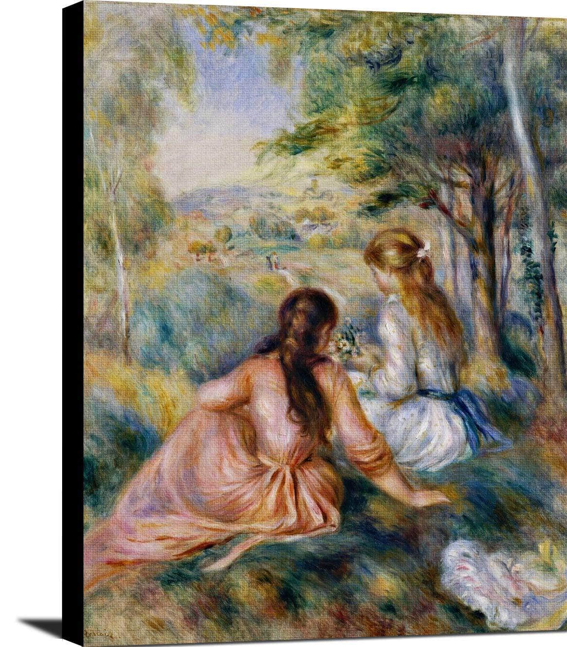 Picking Flowers In The Meadow Painting Auguste Renoir Canvas Art - Image 2