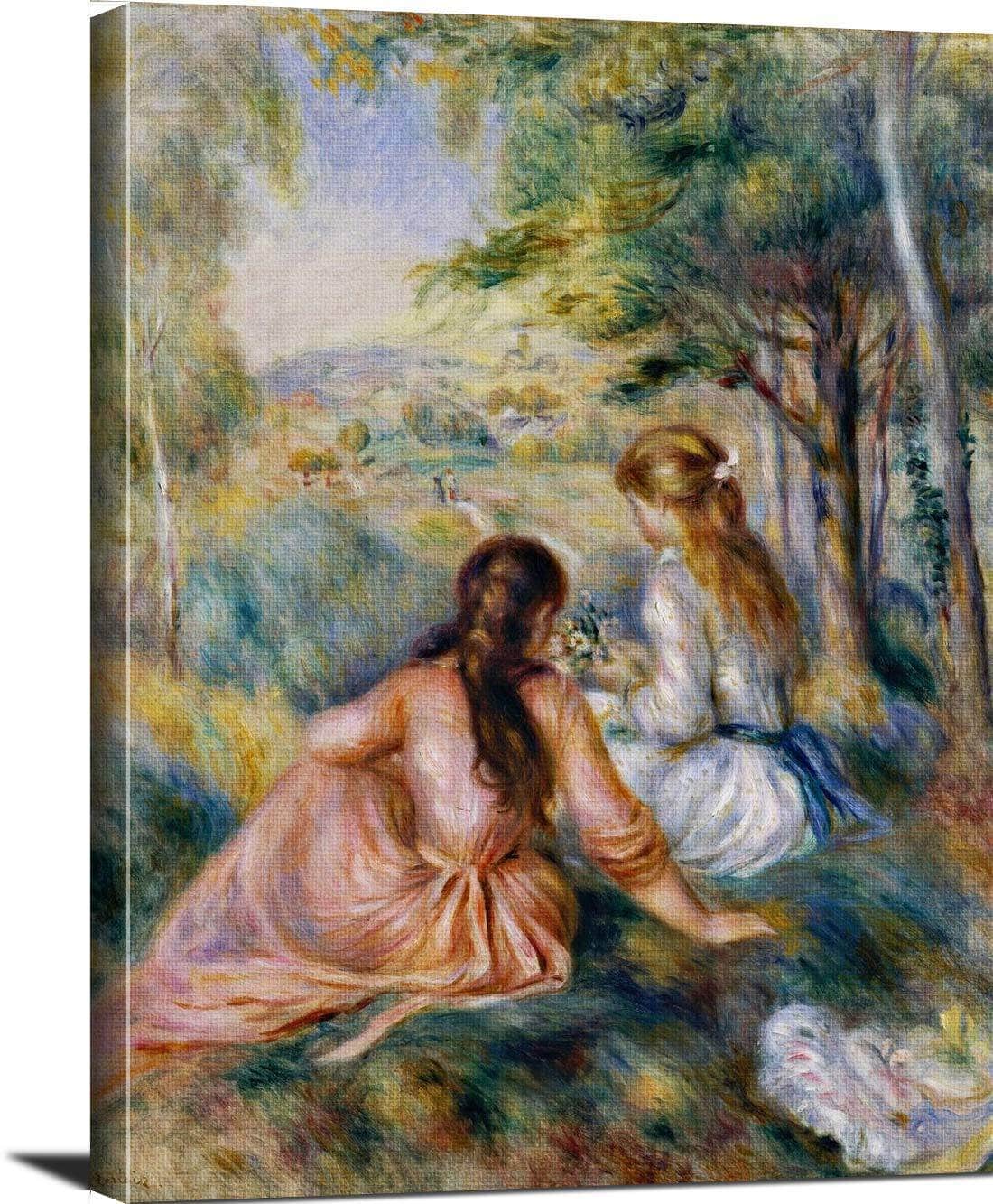 Picking Flowers In The Meadow Painting Auguste Renoir Canvas Art - Image 3