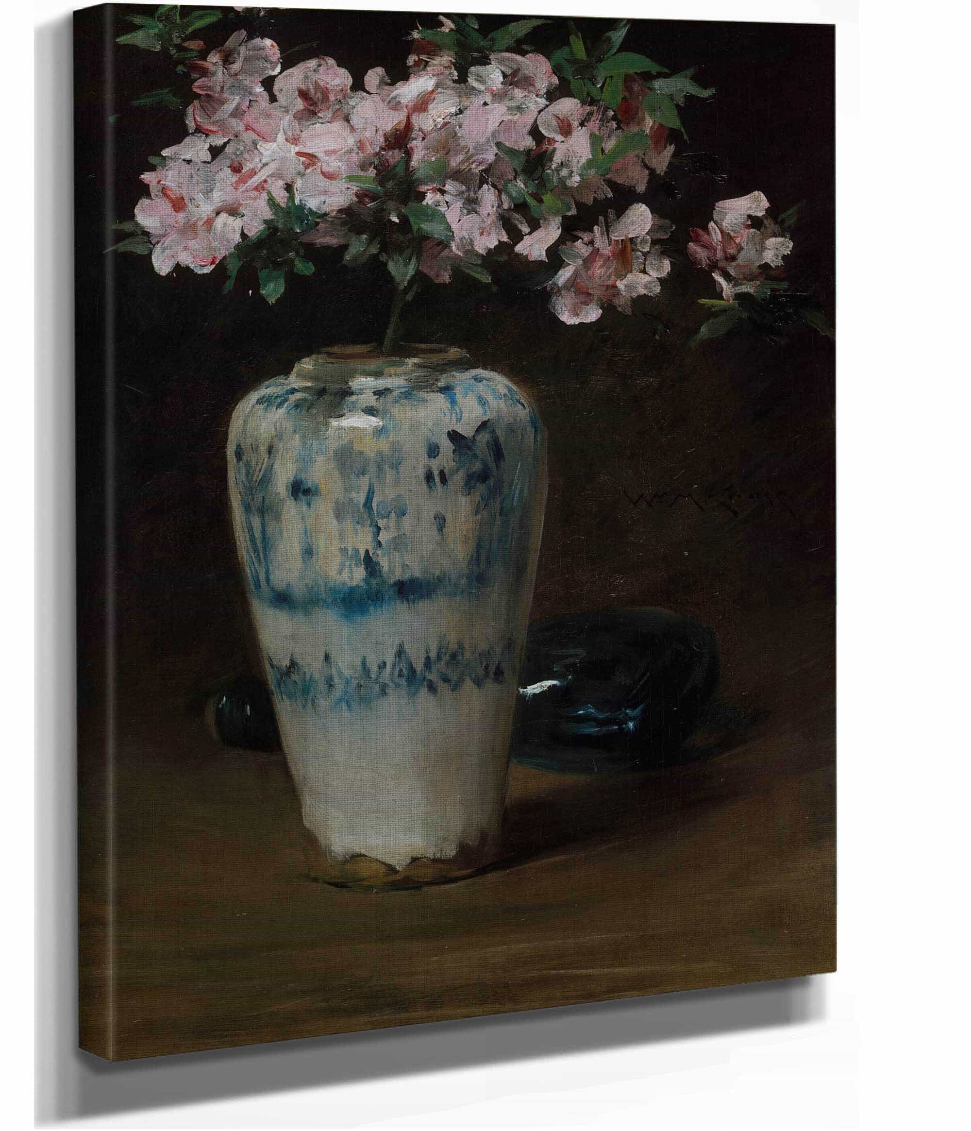 Pink Azalea Chinese Vase by William Merritt Chase - Image 2