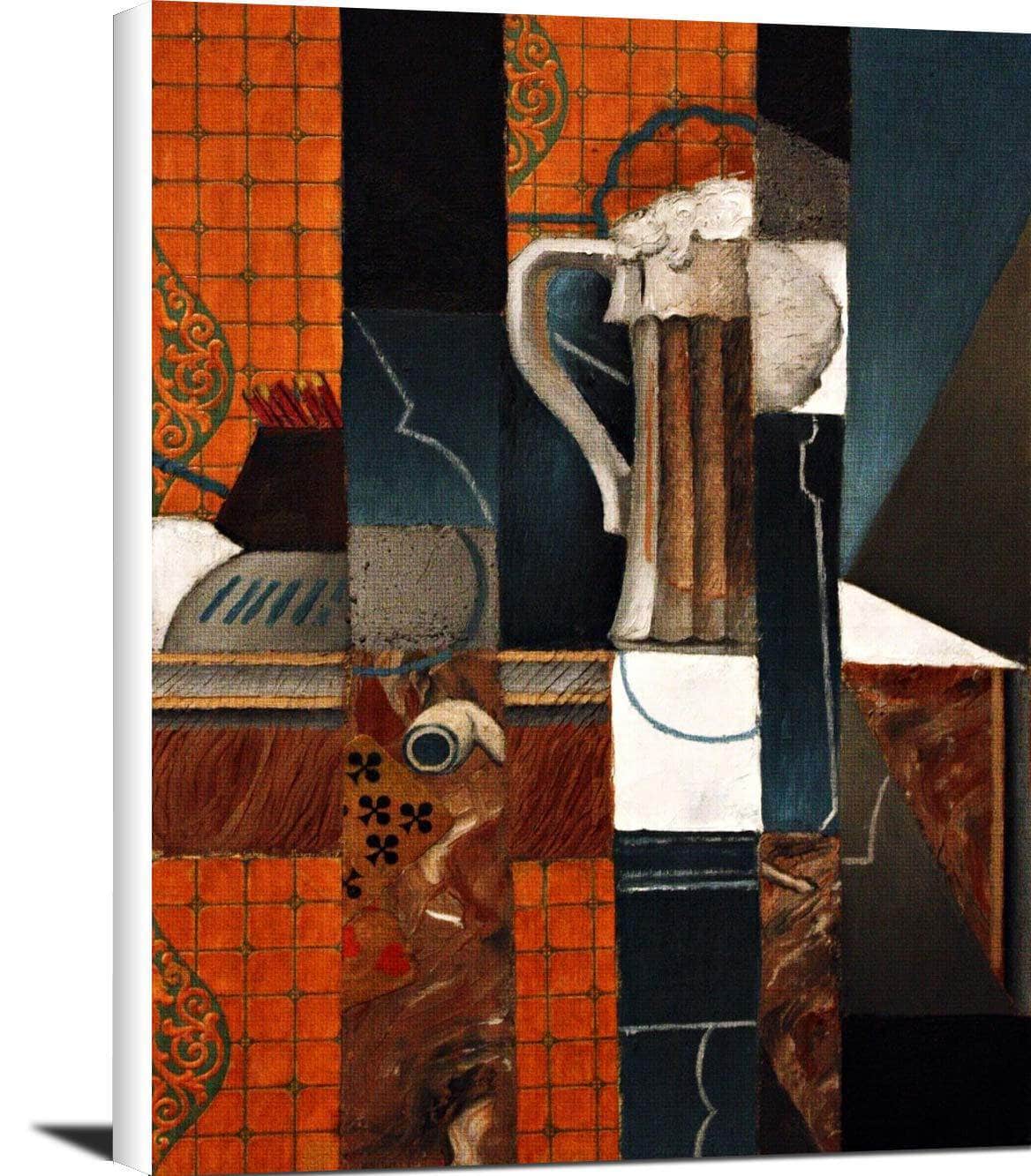 Playing Cards And Glass Of Beer Painting Juan Gris Canvas Art