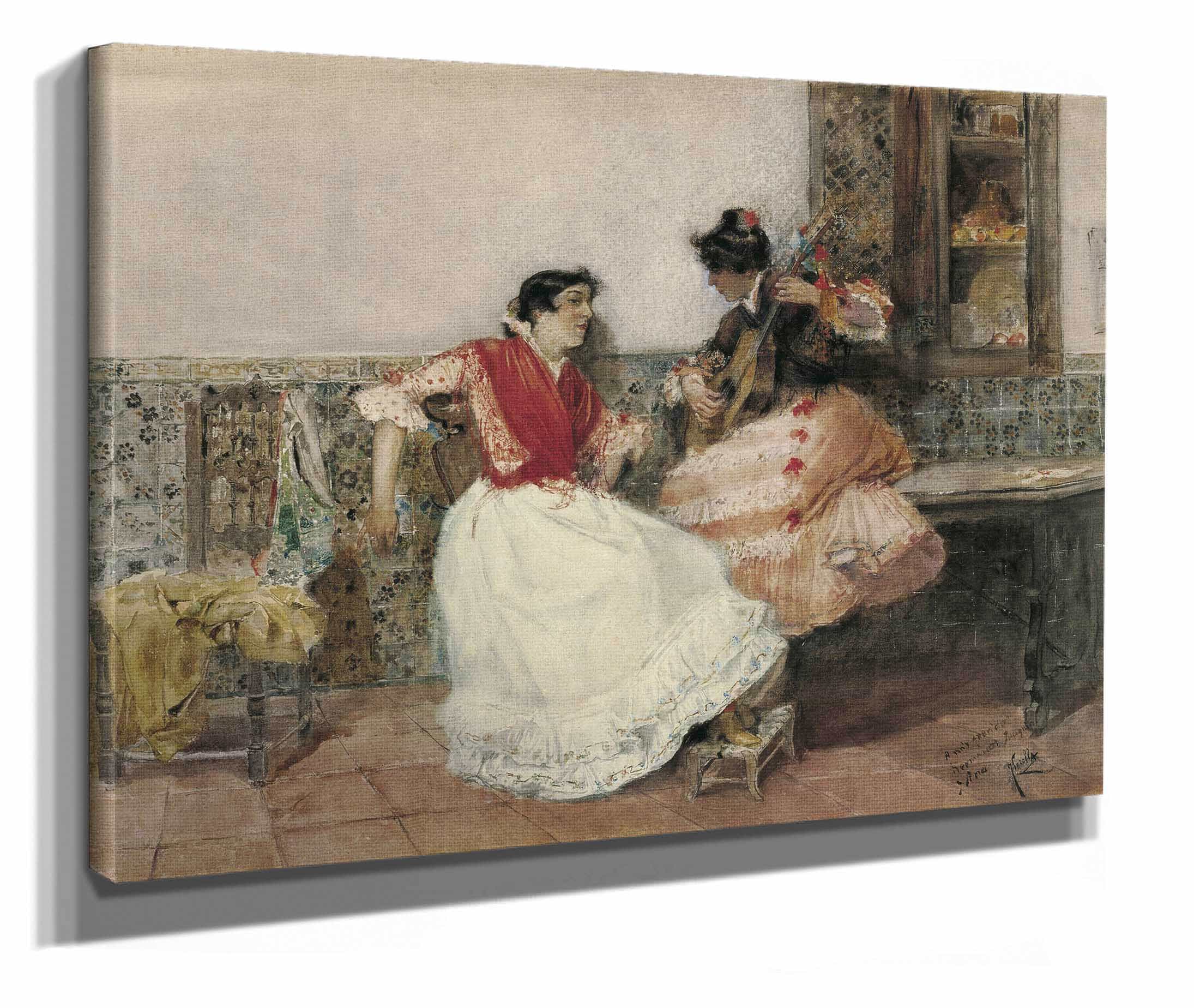Playing The Guitar by Joaquin Sorolla - Image 2