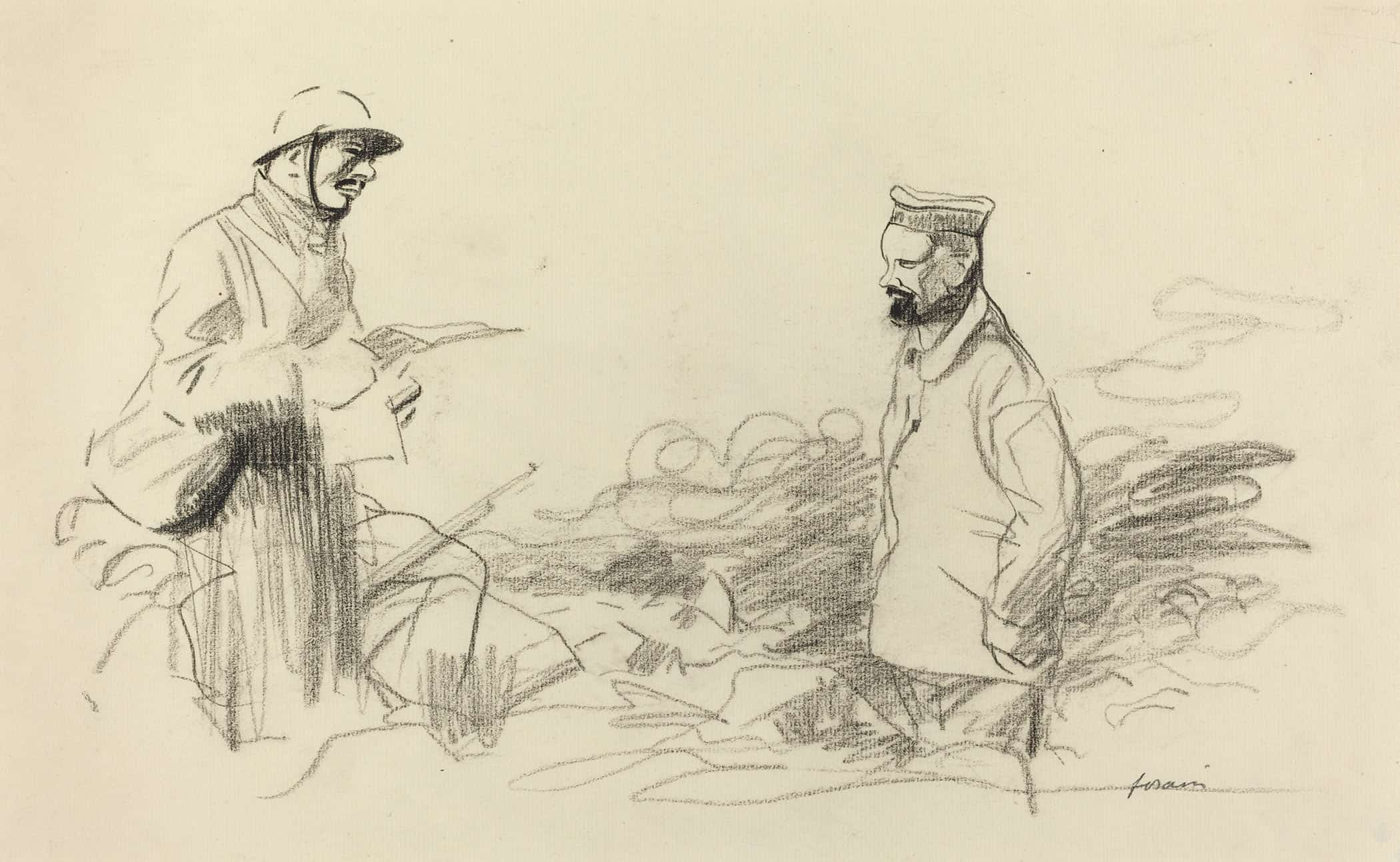 Poilu Acknowledging German Soldier Ii Probably by Jean Louis Forain - Image 2
