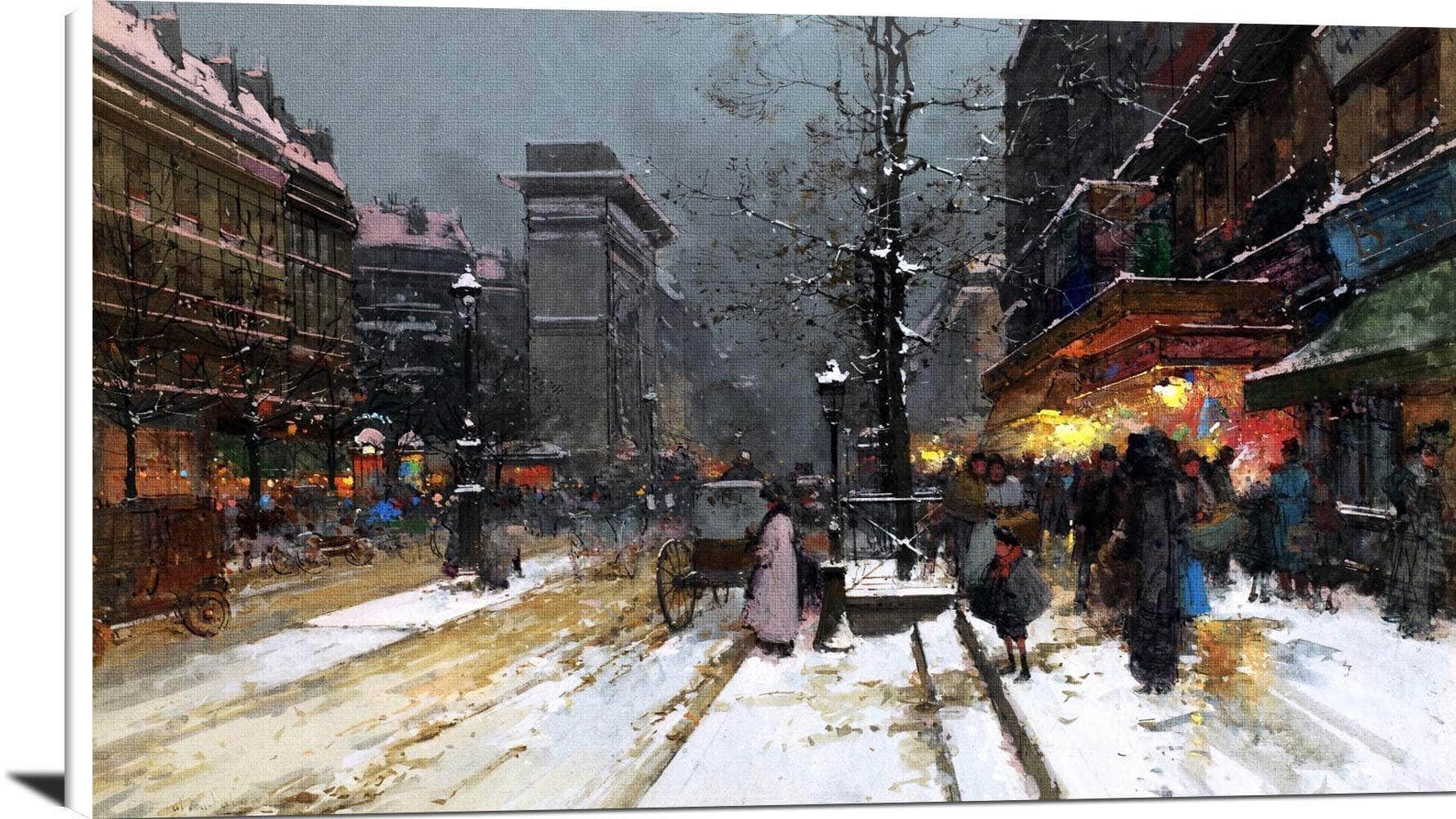Porte Saint Denis, Paris Painting Eugene Galien Laloue Canvas Art