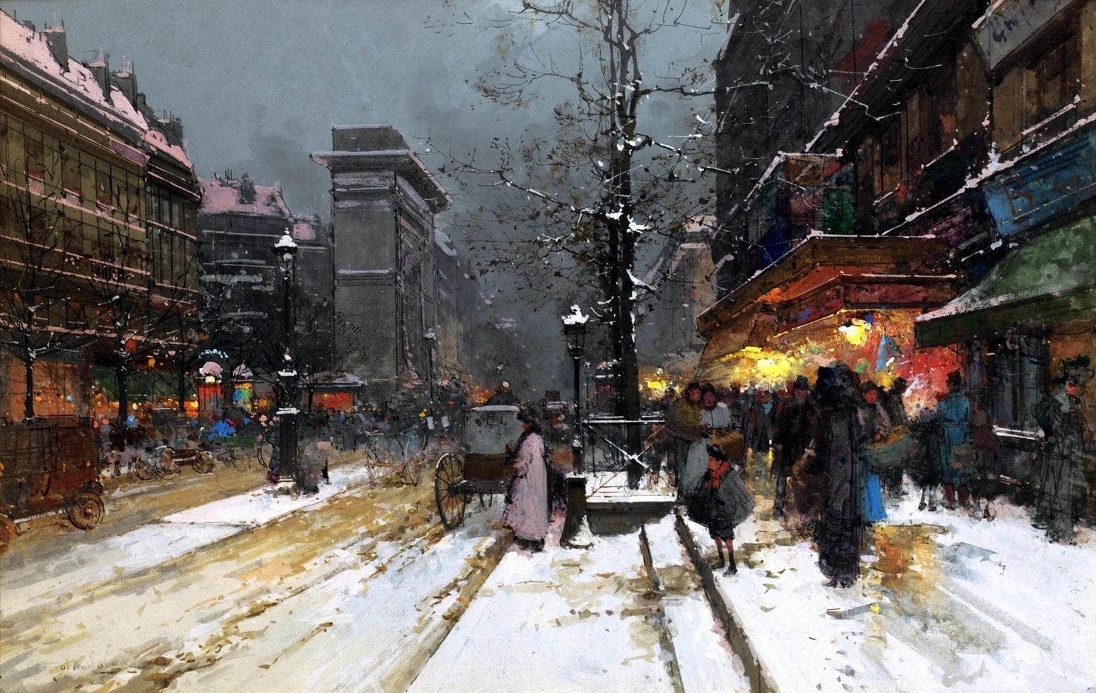 Porte Saint Denis, Paris Painting Eugene Galien Laloue Canvas Art - Image 5
